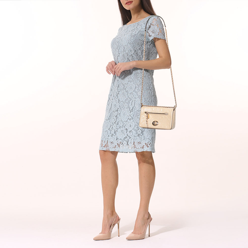 

Coach Beige Leather Turn Lock Crossbody Bag