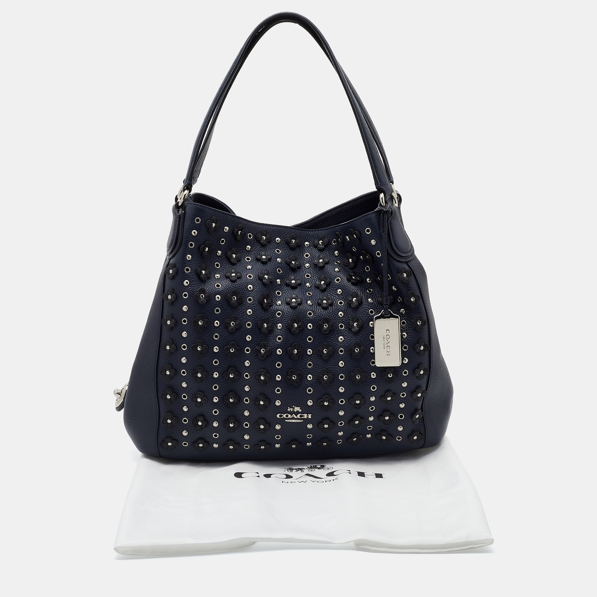 Coach edie shoulder bag 31 sales in signature leather with border rivets