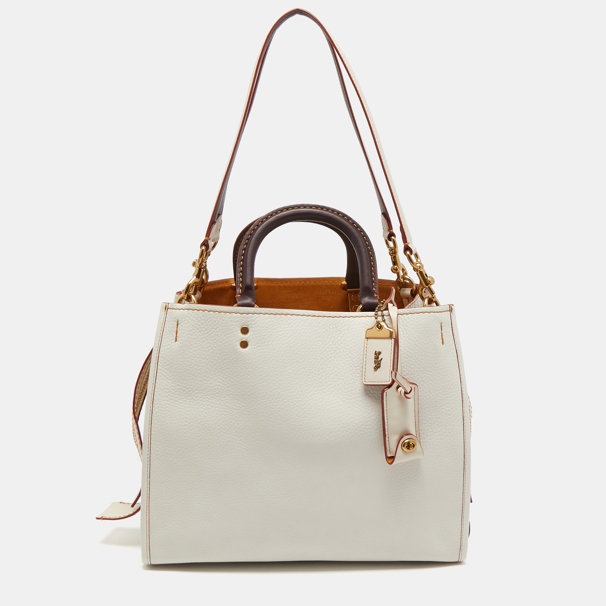 Coach White Leather Rogue Tote