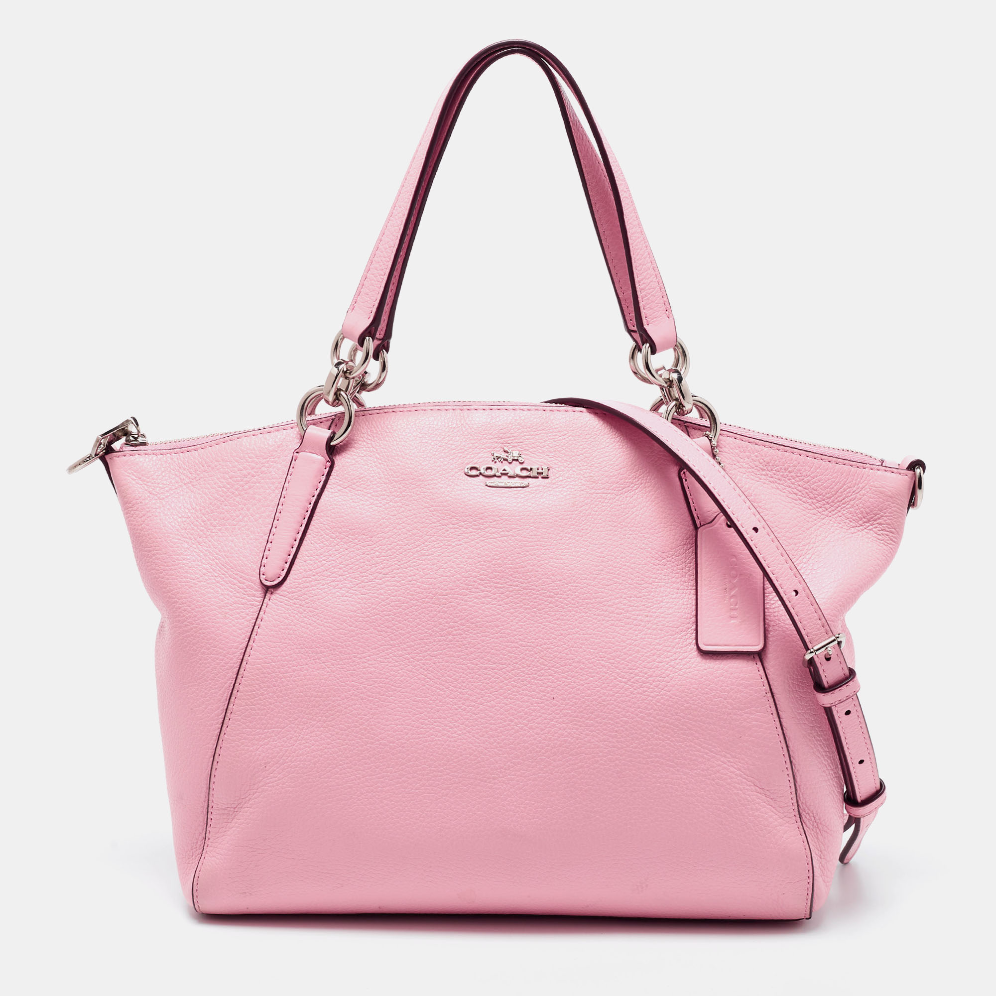 Pre-owned Coach Pink Leather Small Kelsey Satchel