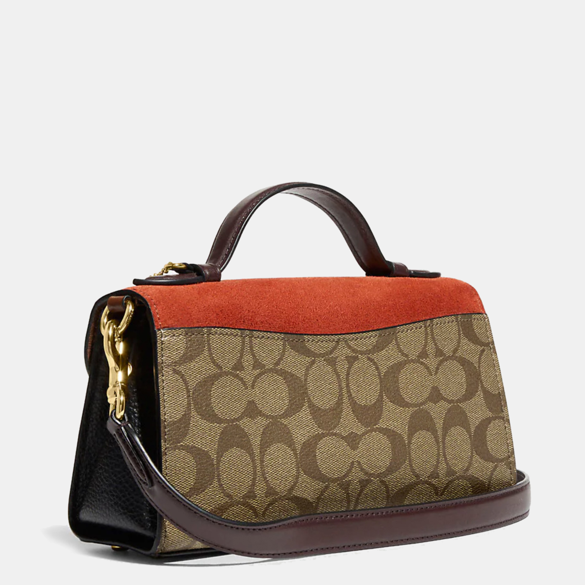 

Coach Brown/Rust Signature Coated Canvas and Suede Kleo Top Handle Bag