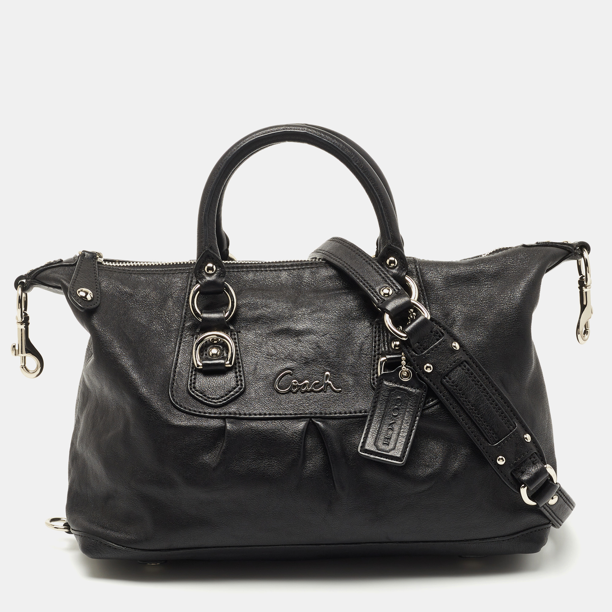 Pre-owned Coach Black Leather Ashley Satchel