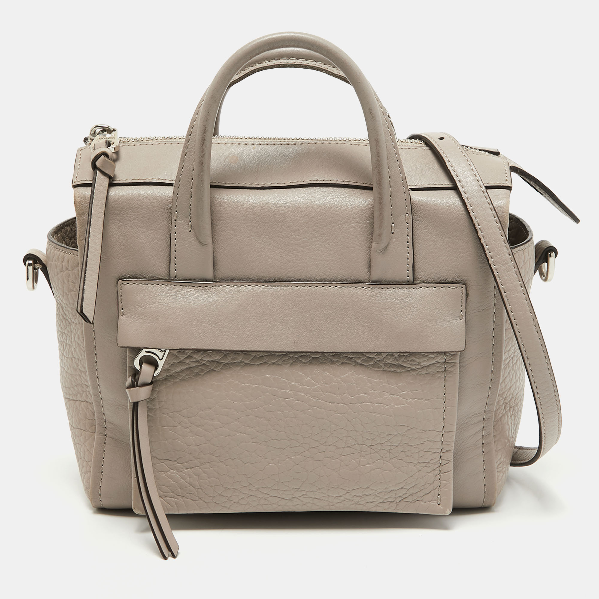 Pre-owned Coach Grey Leather Bleecker Riley Satchel