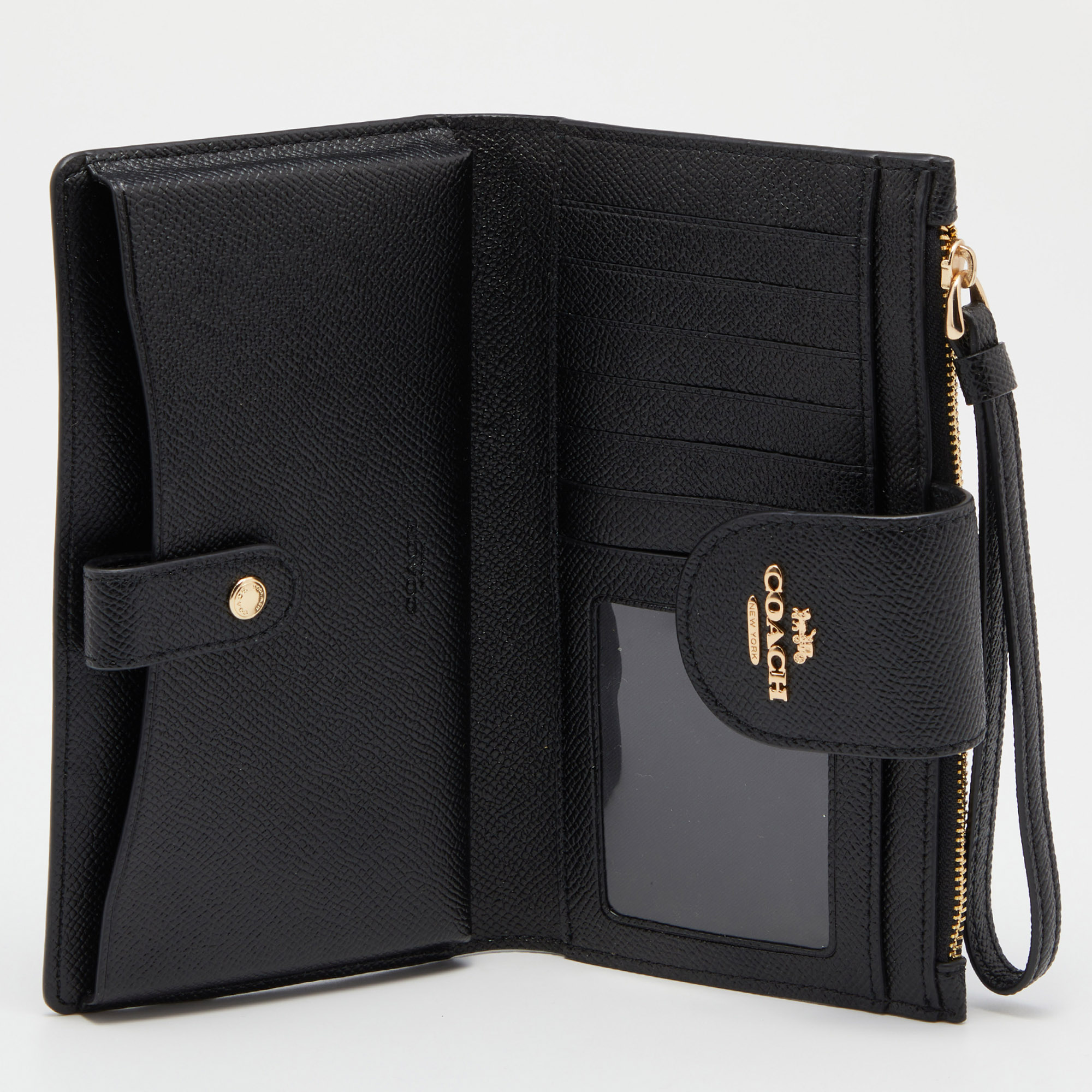 

Coach Black Leather Zip Wristlet Wallet
