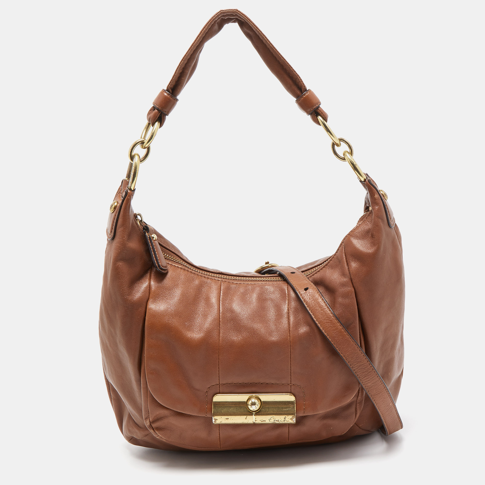 Pre-owned Coach Brown Leather Kristin Hobo
