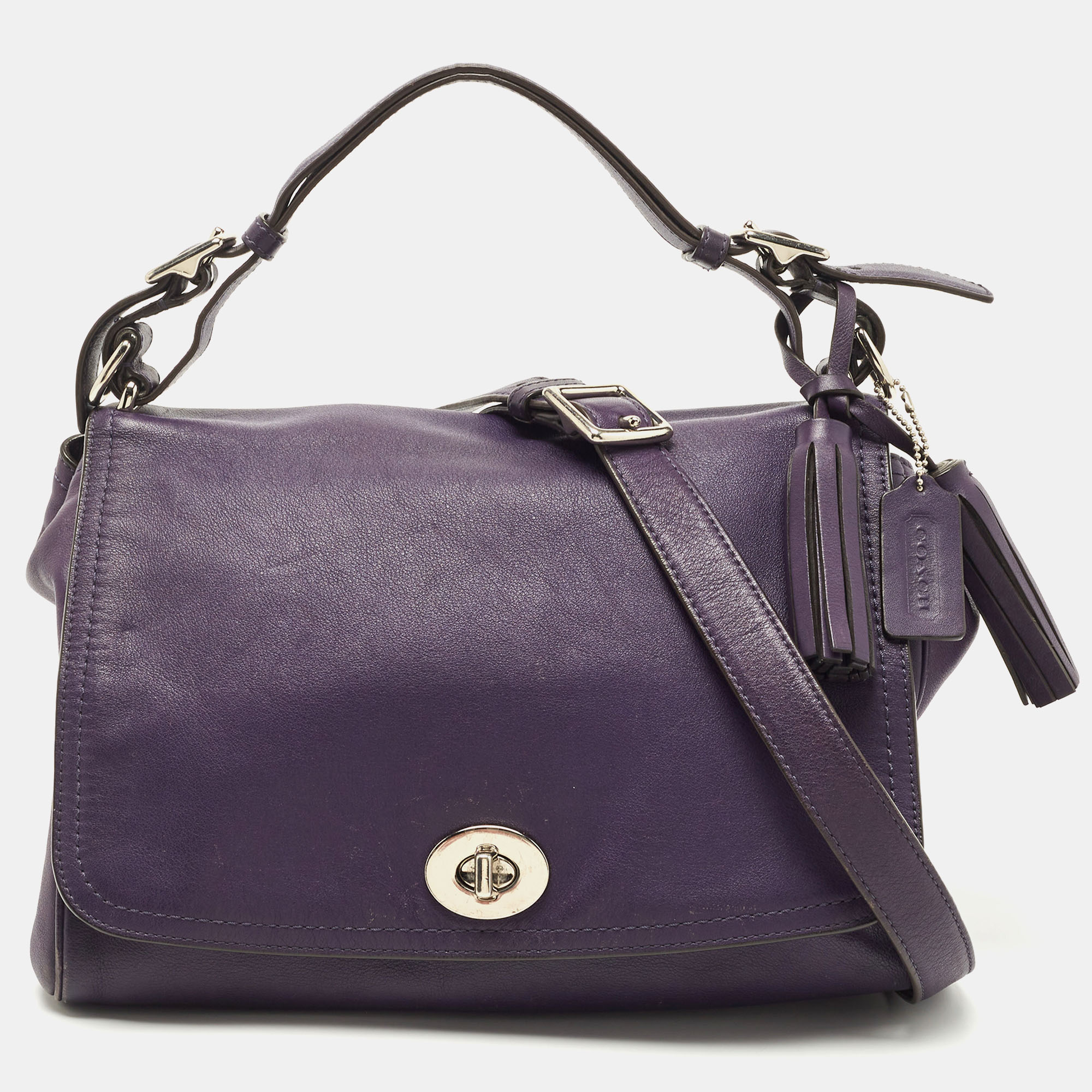 Pre-owned Coach Purple Leather Romy Top Handle Bag