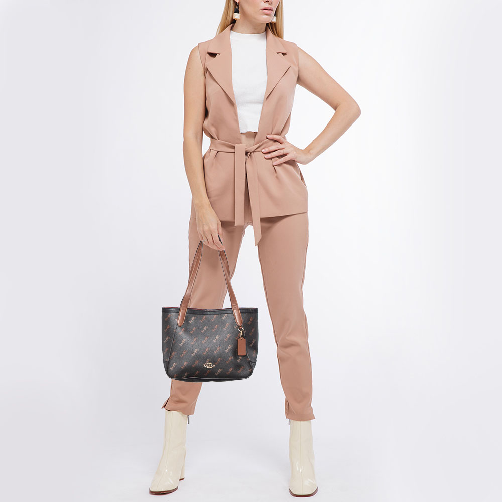 

Coach Brown Siganature Coated Canvas and Leather Tote