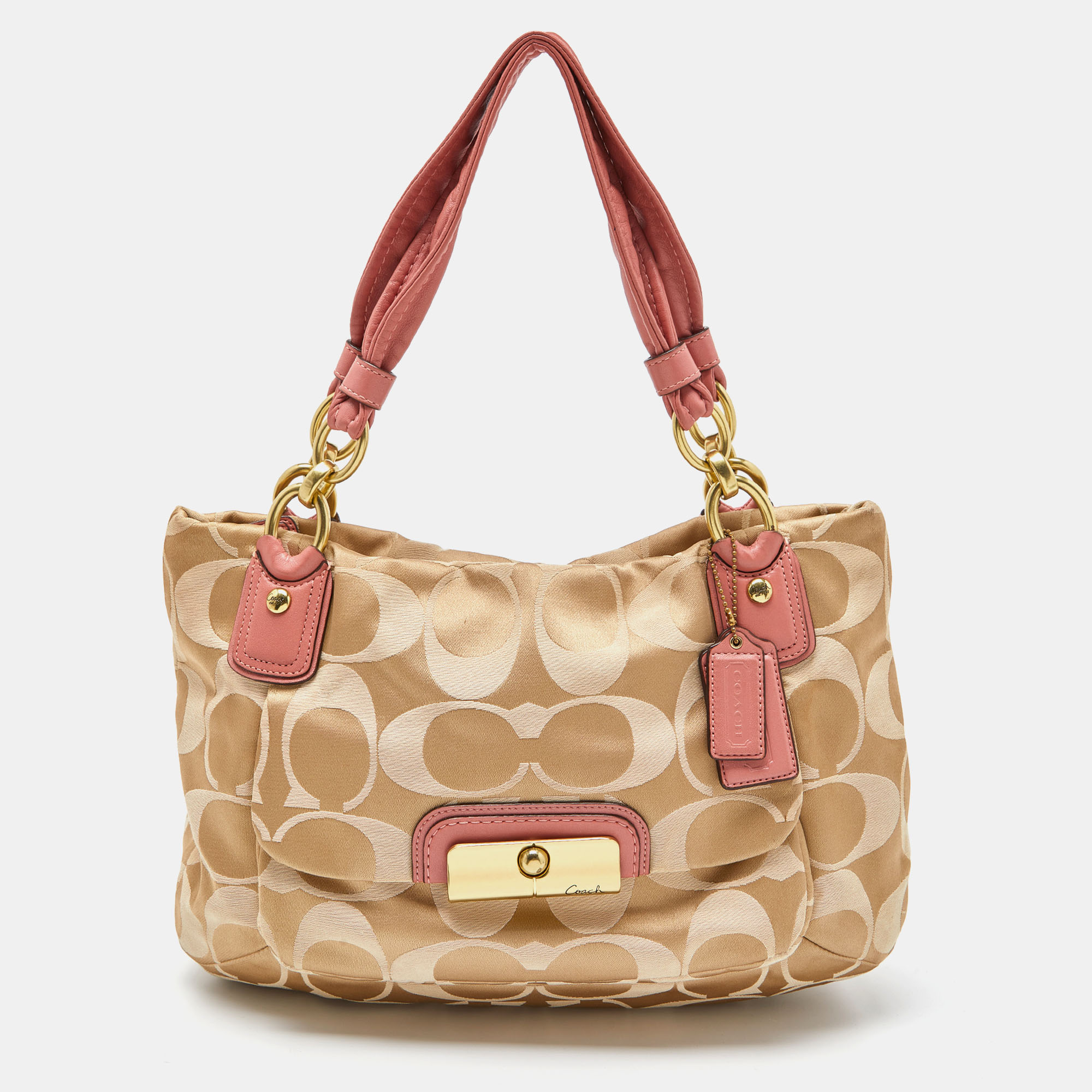 

Coach Beige/Pink Op Art Canvas and Leather Kristin Shoulder Bag