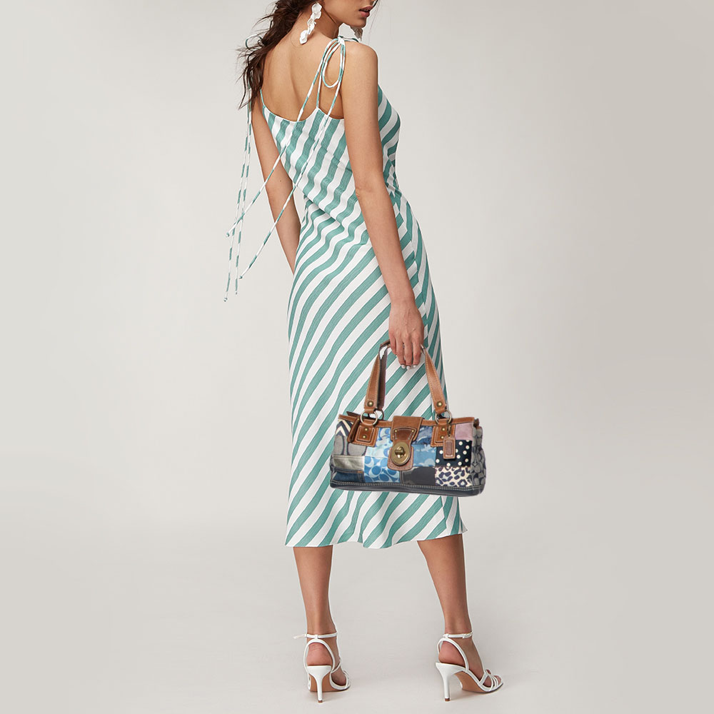 

Coach Multicolor Denim, Fabric and Leather Patchwork Shoulder Bag