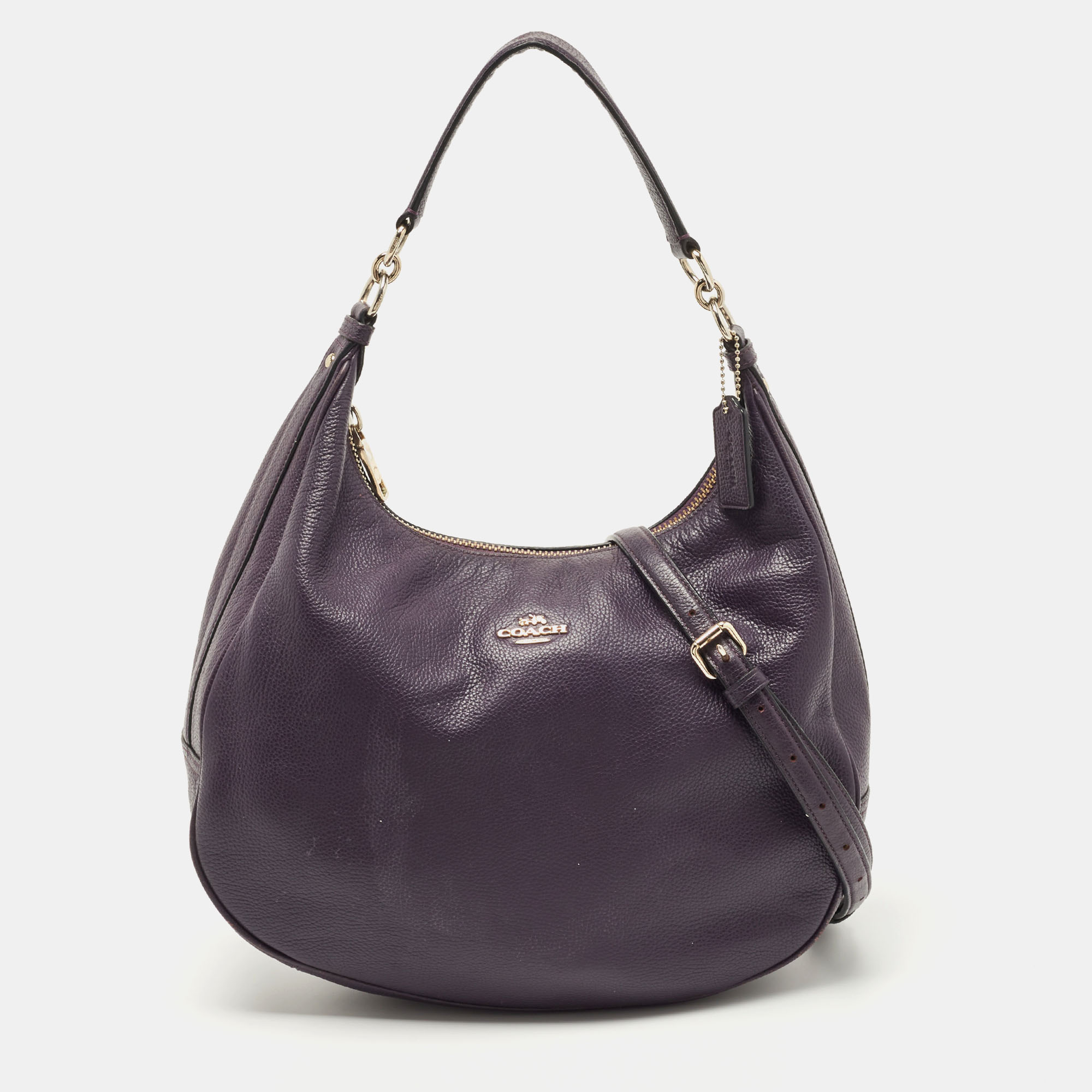 Pre-owned Coach Purple Leather Harley Hobo