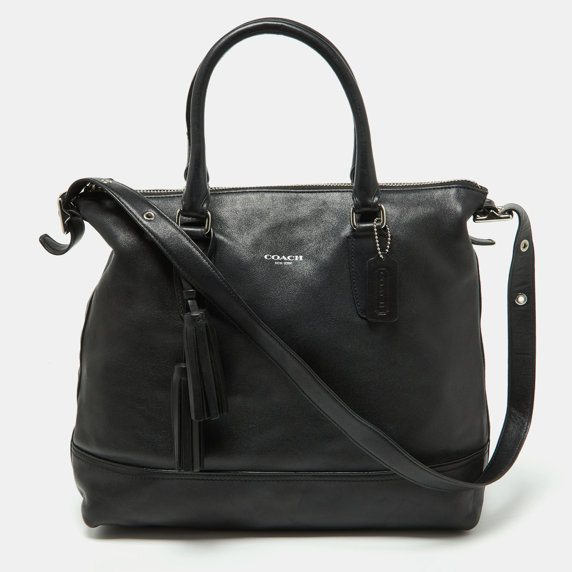 Pre-owned Coach Black Leather Rory Legacy Tote