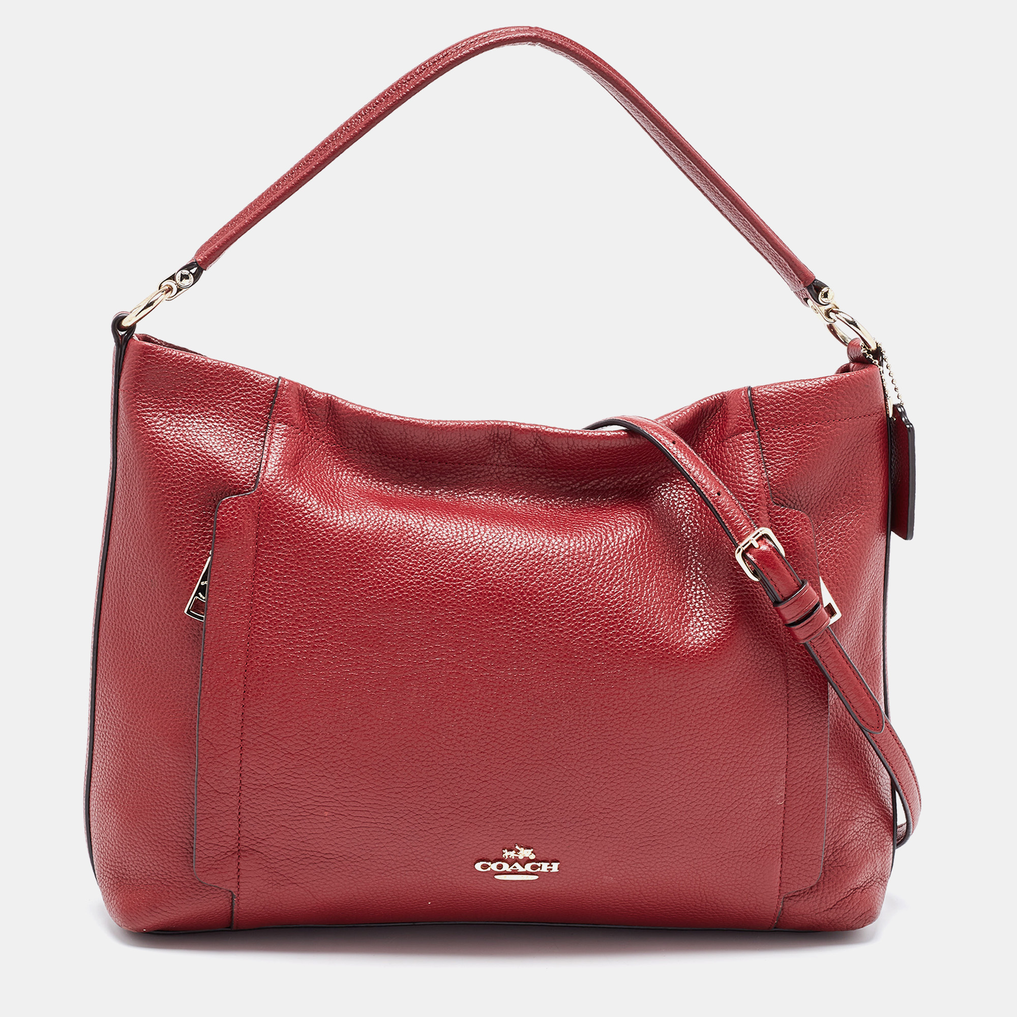 Pre-owned Coach Red Leather Marlon Hobo