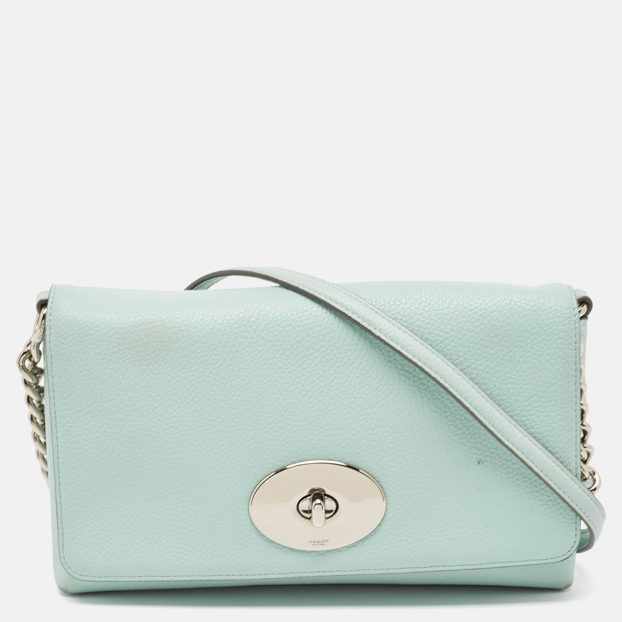 

Coach Light Turquoise Leather Crosstown Crossbody Bag, Blue