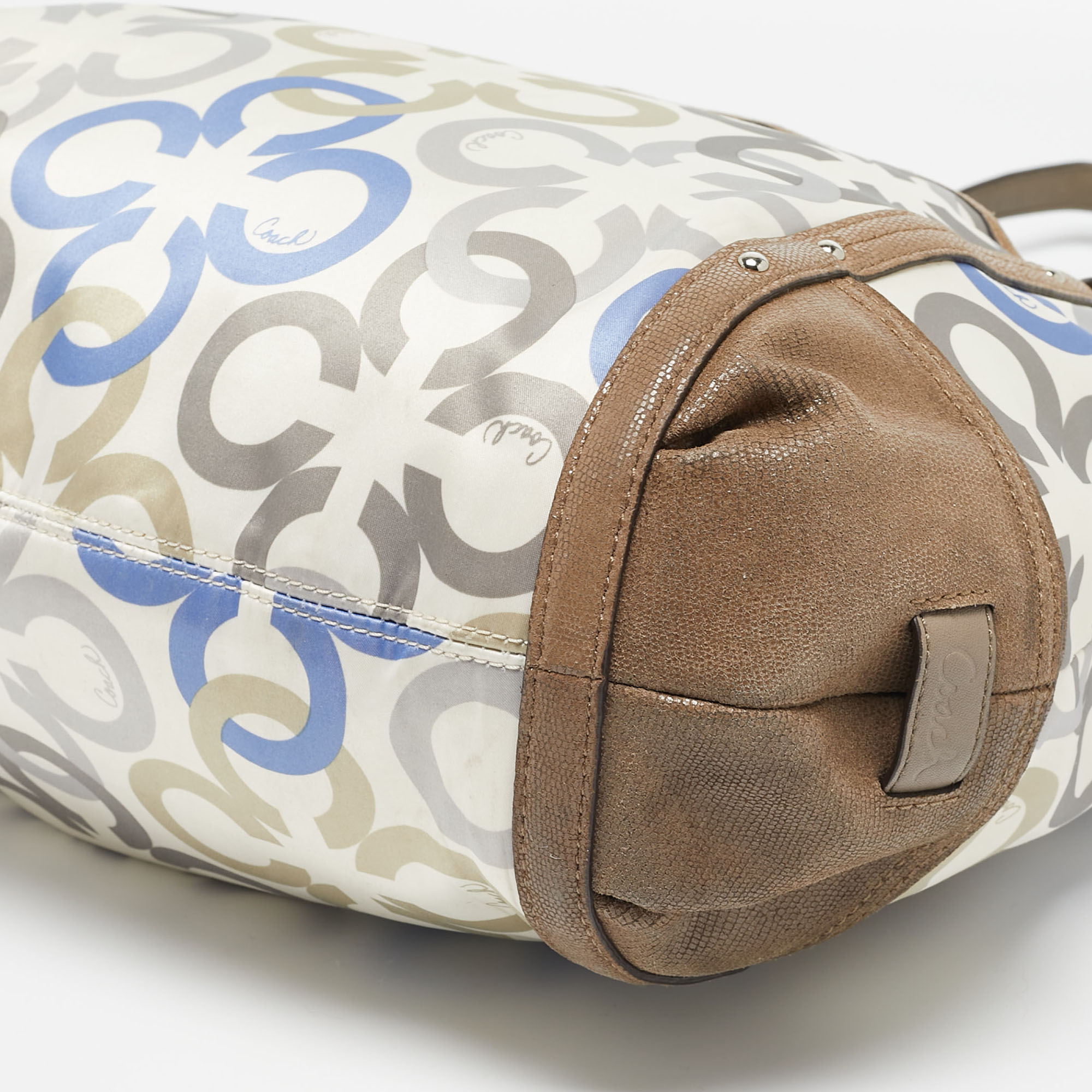 Coach Multicolor Signature Satin and Leather Hobo 
