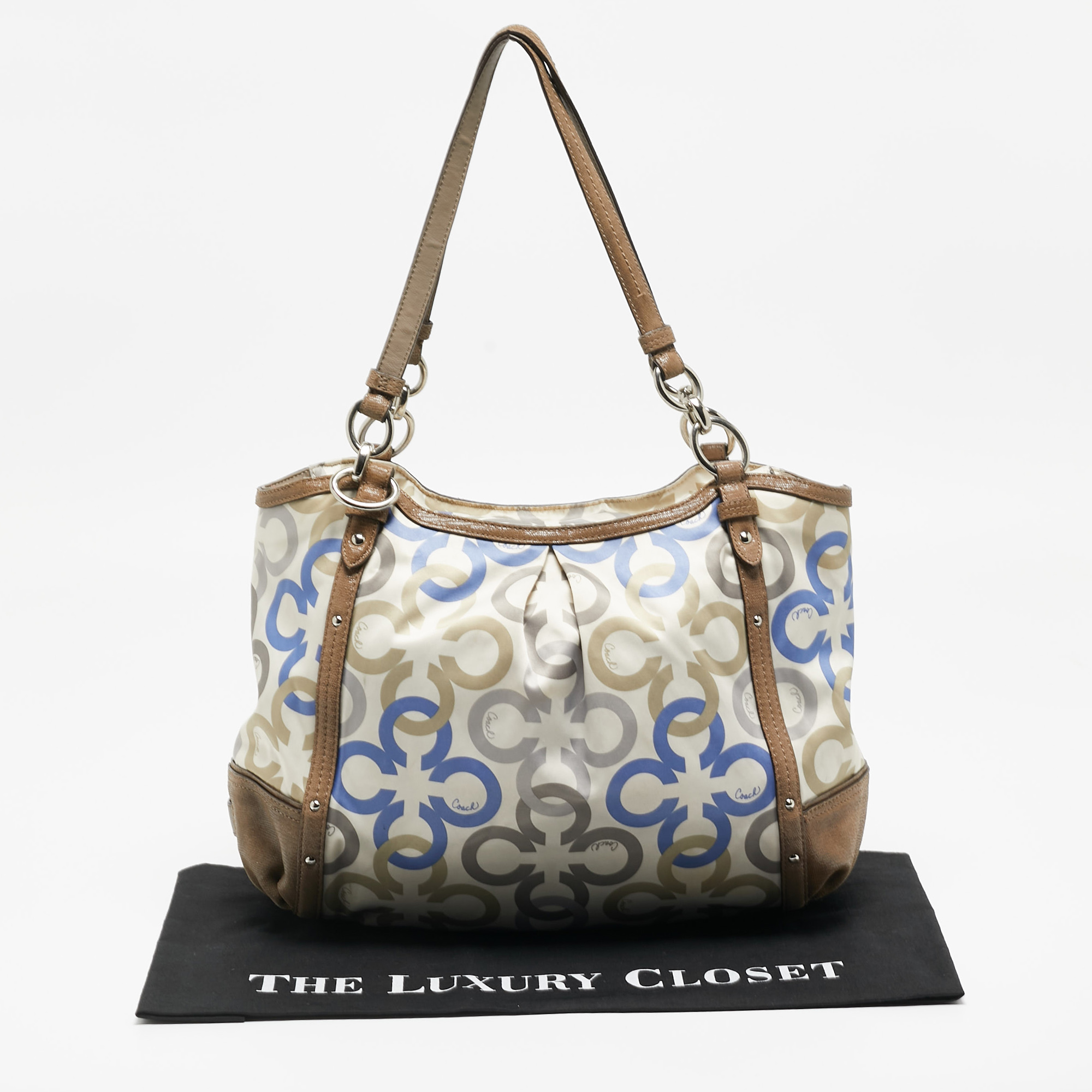 Coach Multicolor Signature Satin and Leather Hobo 