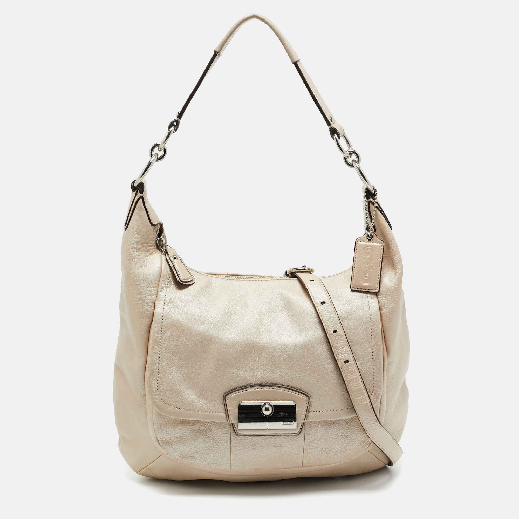 Pre-owned Coach Ivory Leather Kristin Hobo In Cream
