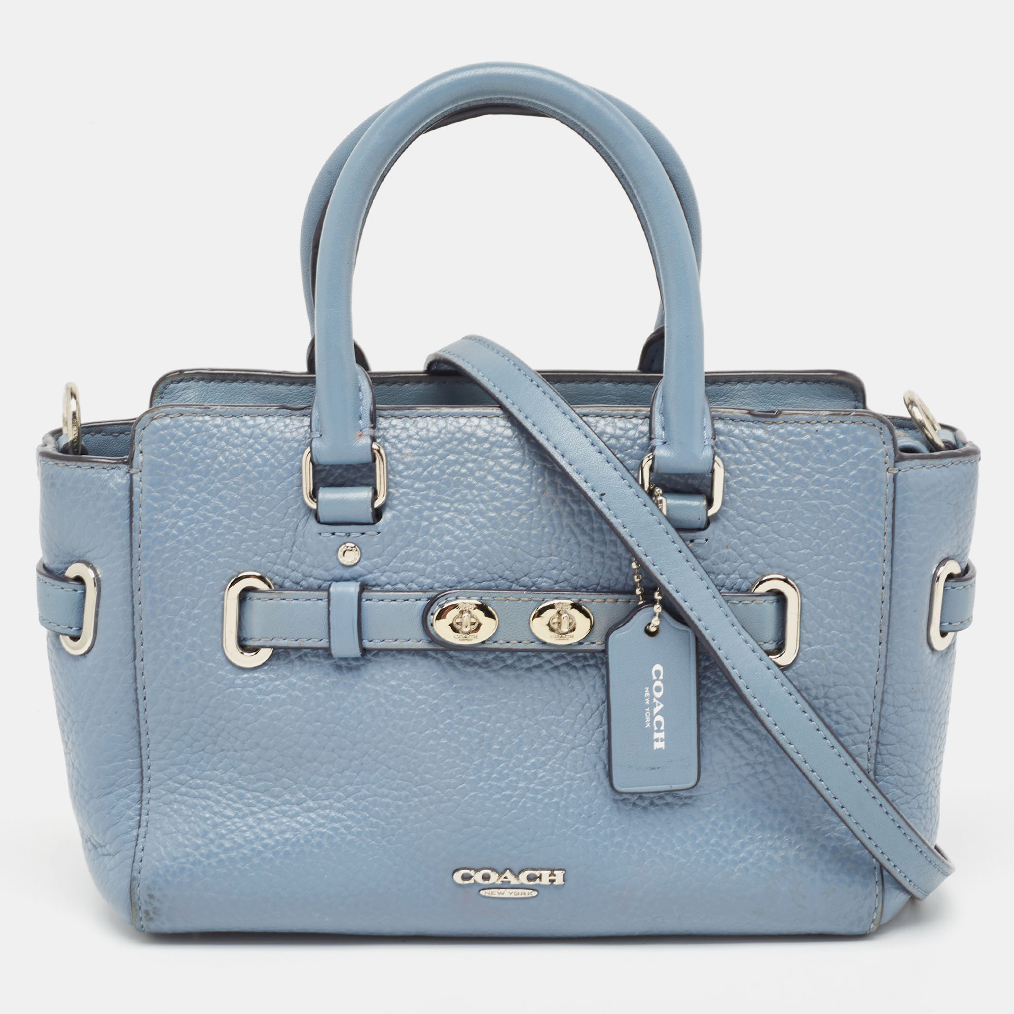 Pre-owned Coach Blue Leather Swagger 20 Tote