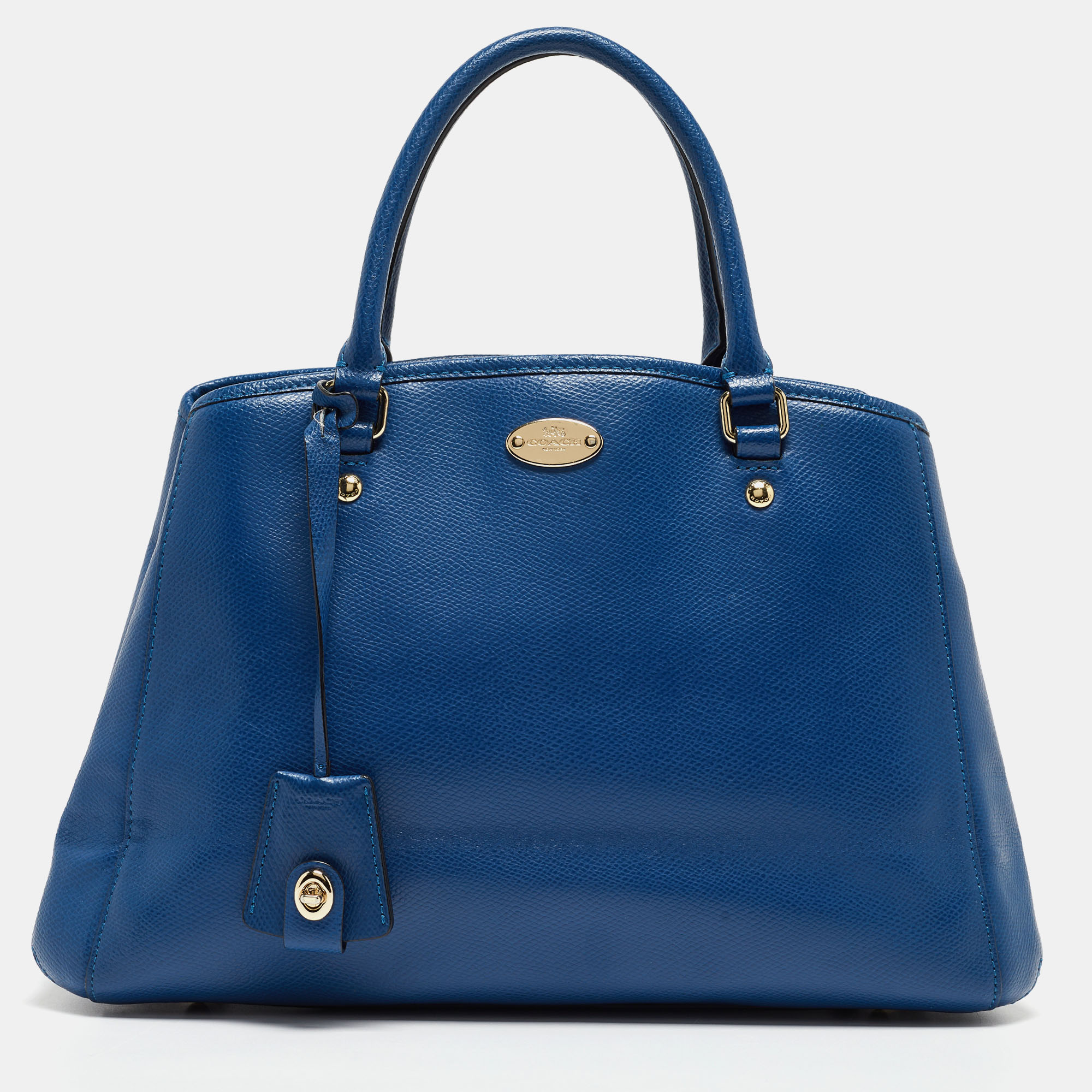 Pre-owned Coach Blue Leather Small Margot Carryall Satchel
