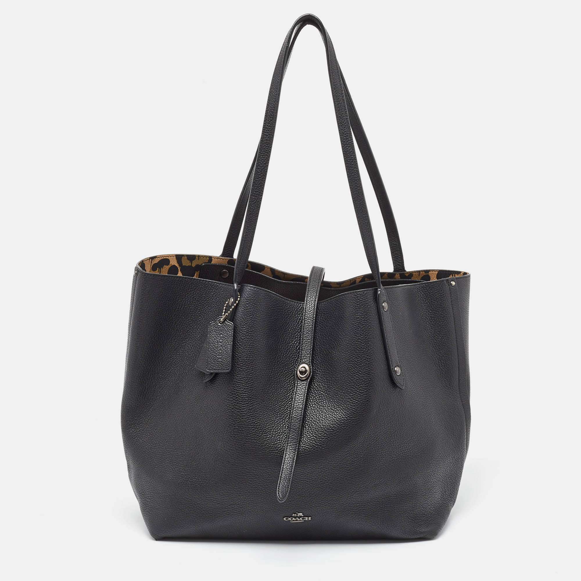 

Coach Black Leather Market Tote