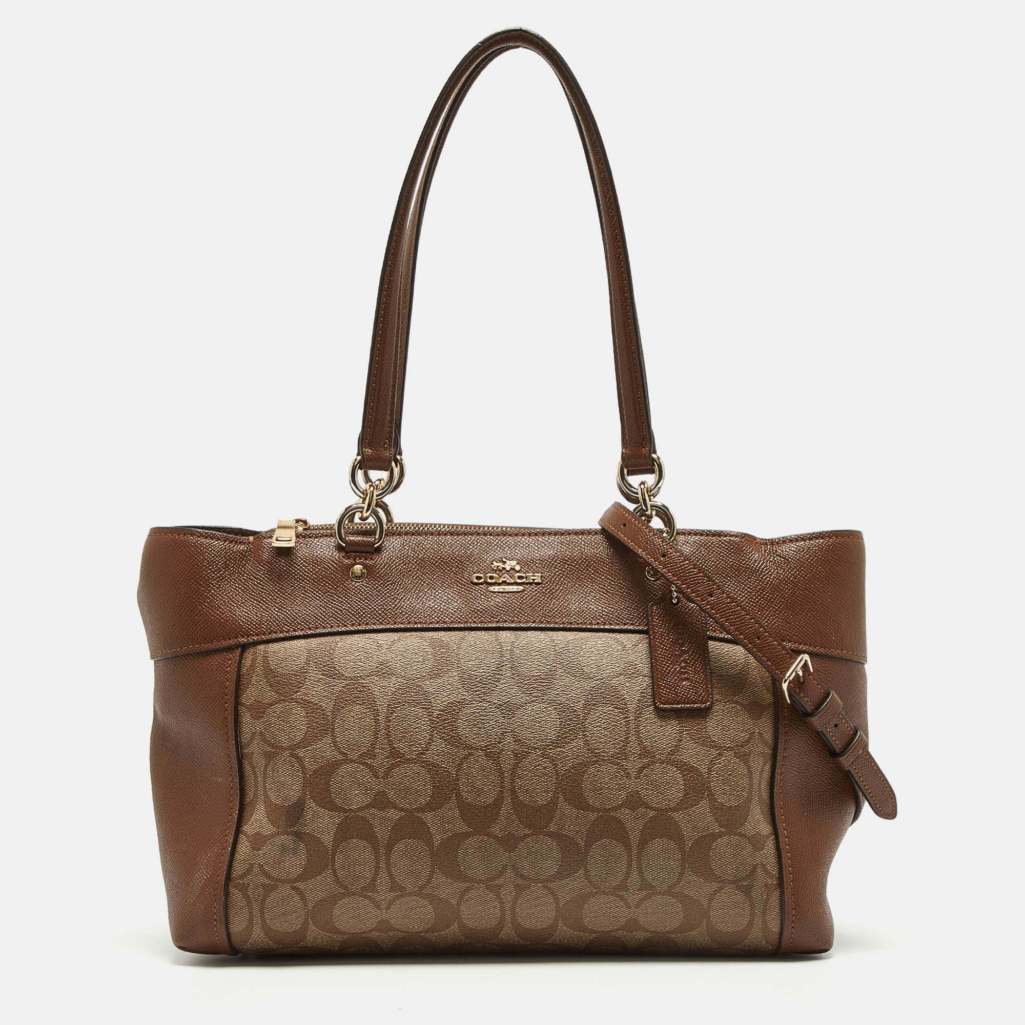 

Coach Brown/Beige Signature Coated Canvas and Leather Brooke Satchel
