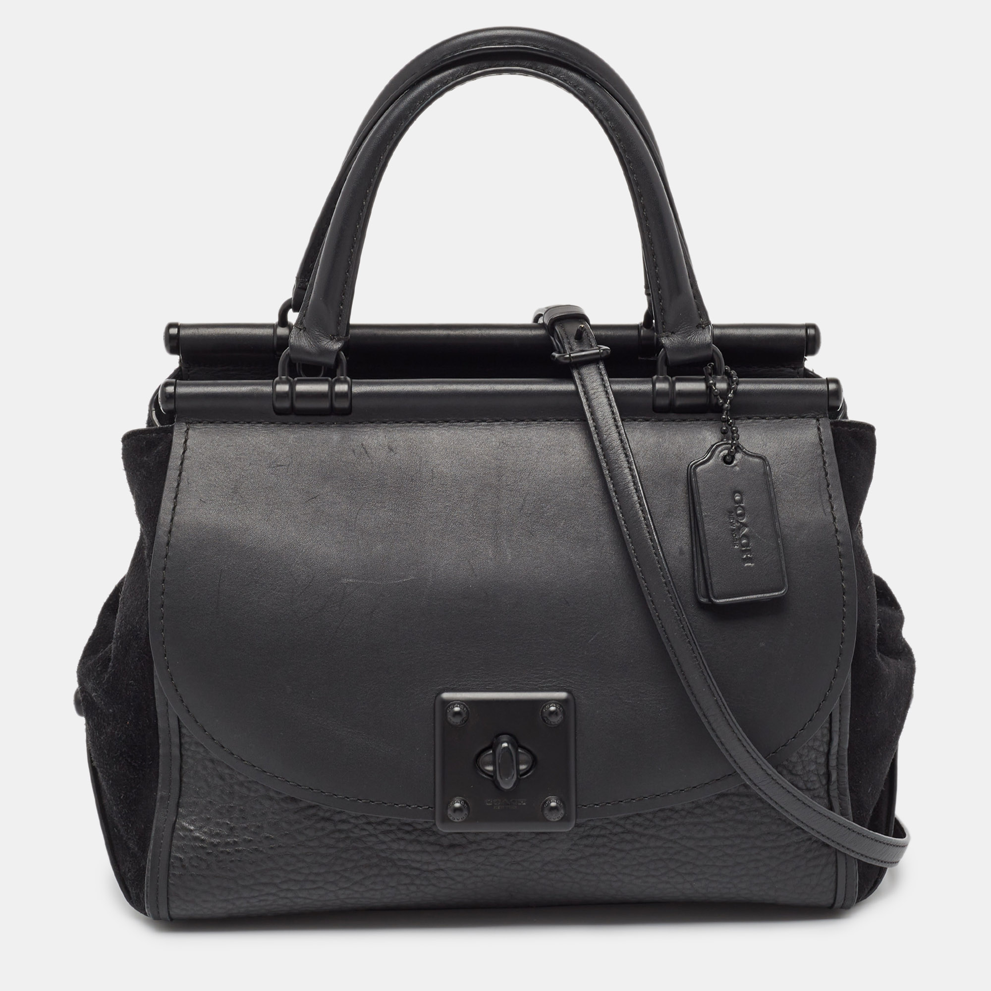 

Coach Black Leather and Suede Drifter Carryall Satchel
