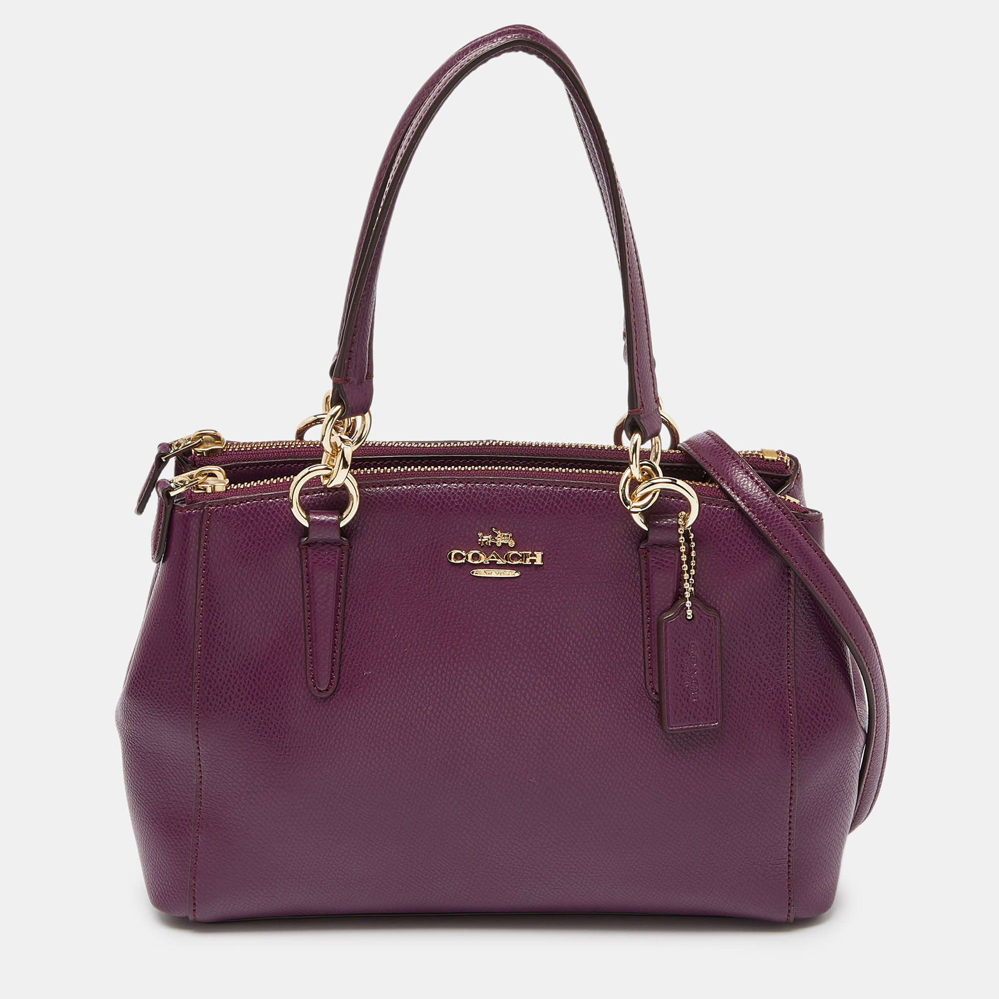 Pre-owned Coach Purple Leather Christie Carryall Tote