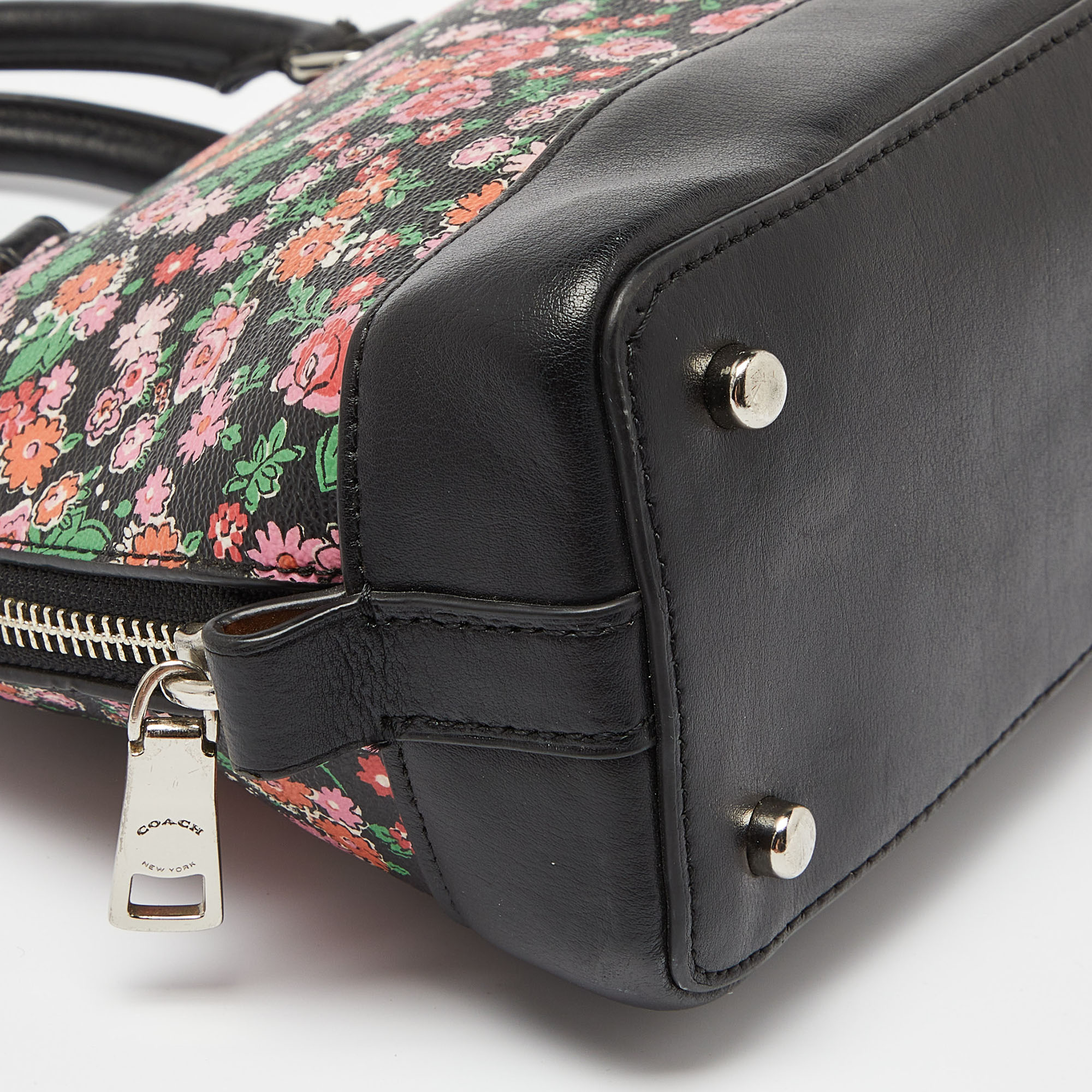 Coach Multicolor Floral Print Coated Canvas and Leather Mini Sierra Satchel 