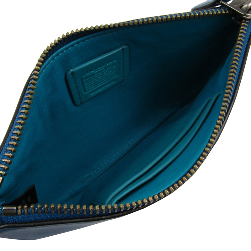 

Coach Blue Leather Wristlet Pouch Bag