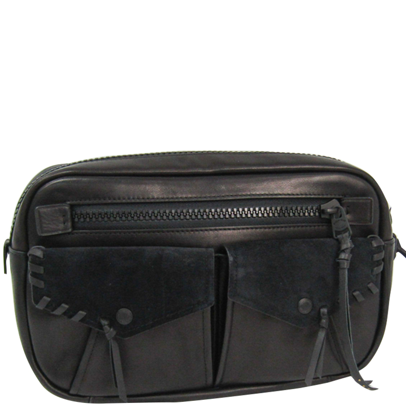 

Coach Black Leather And Suede Belt Bag