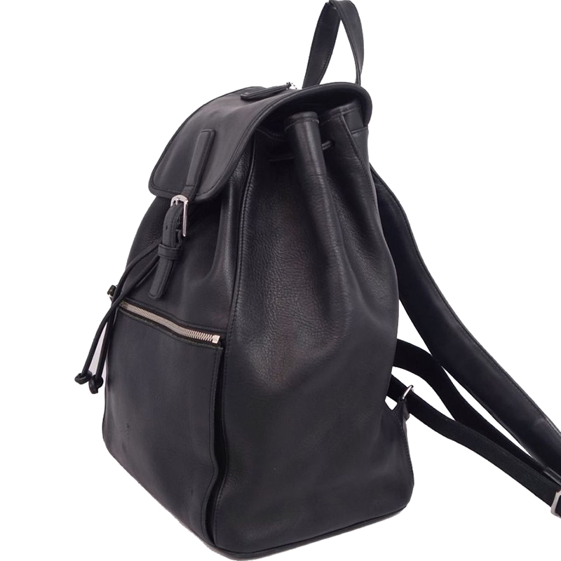 

Coach Black Leather Drwastring Backpack