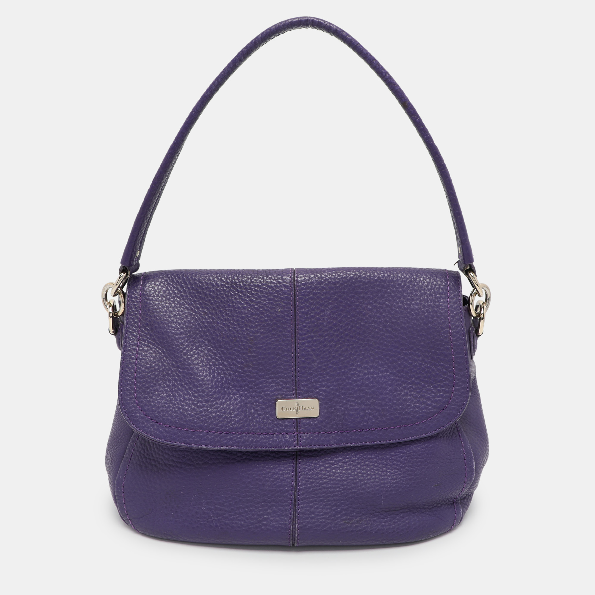 

Cole Haan Purple Leather Flap Crossbody Bag