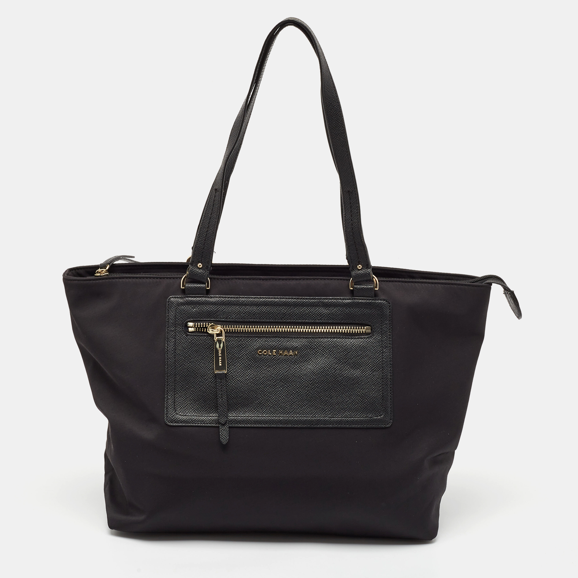 

Cole Haan Black Nylon Zip Shopper Tote