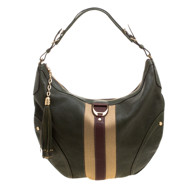 Pre Owned Cole Haan Green Leather Hobo