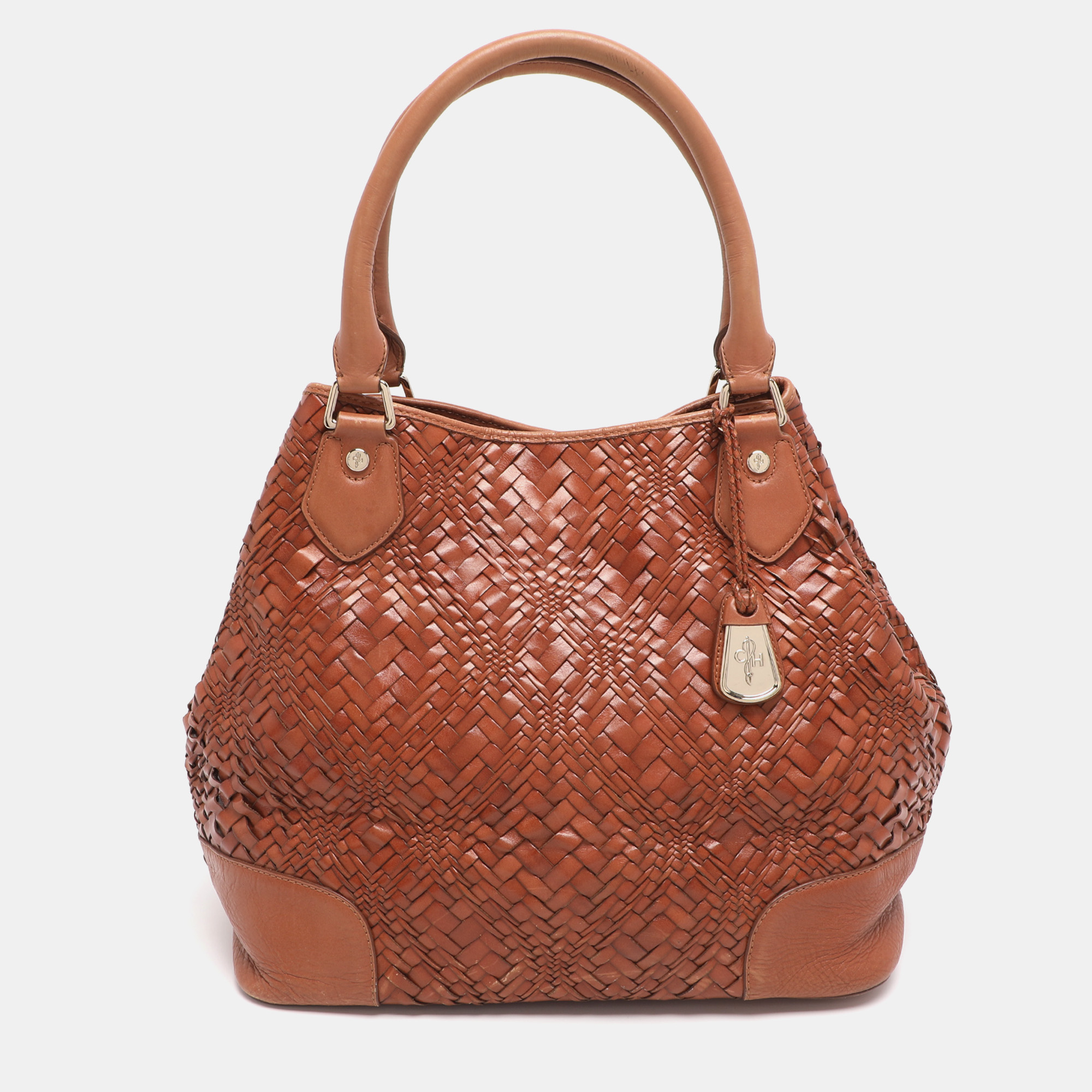Pre-owned Cole Haan Brown Woven Leather Tote