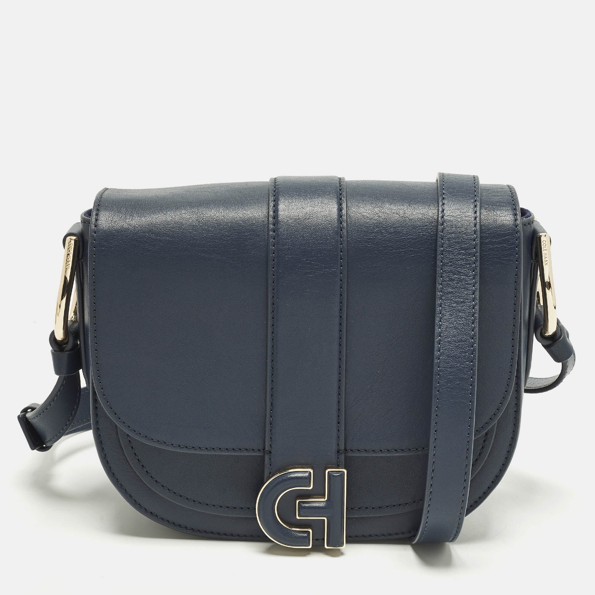 

Cole Haan Essential Mini Navy Blue Leather Saddle Bag