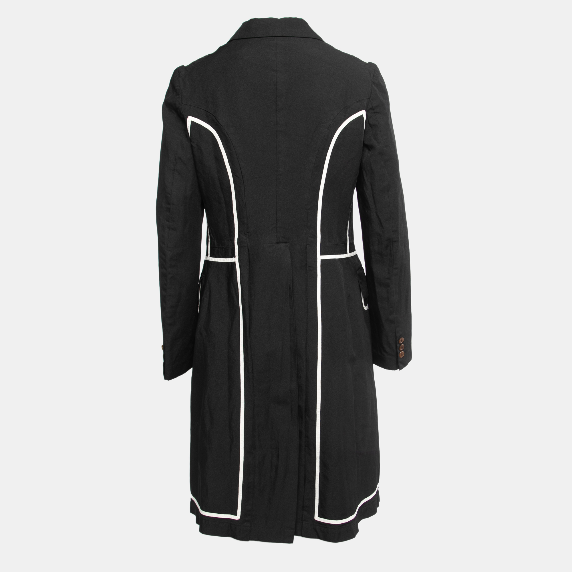 

Comme des Garçons Black Synthetic Contrast Trimmed Mid-Length Coat