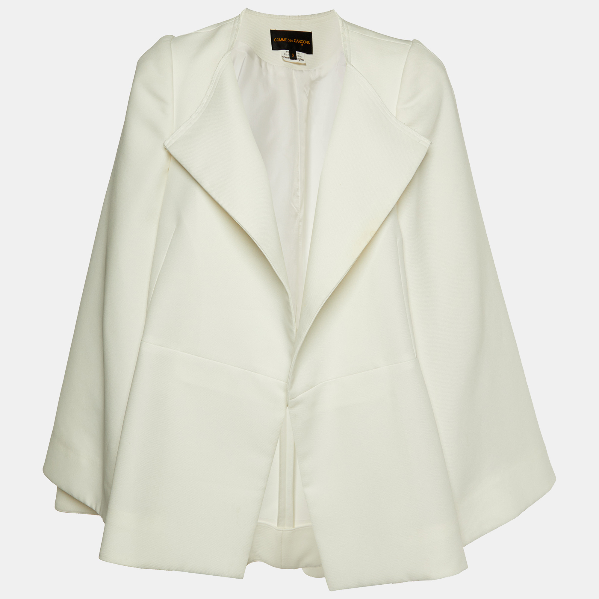 

Comme des Garcons White Crepe Oversized Open Jacket S