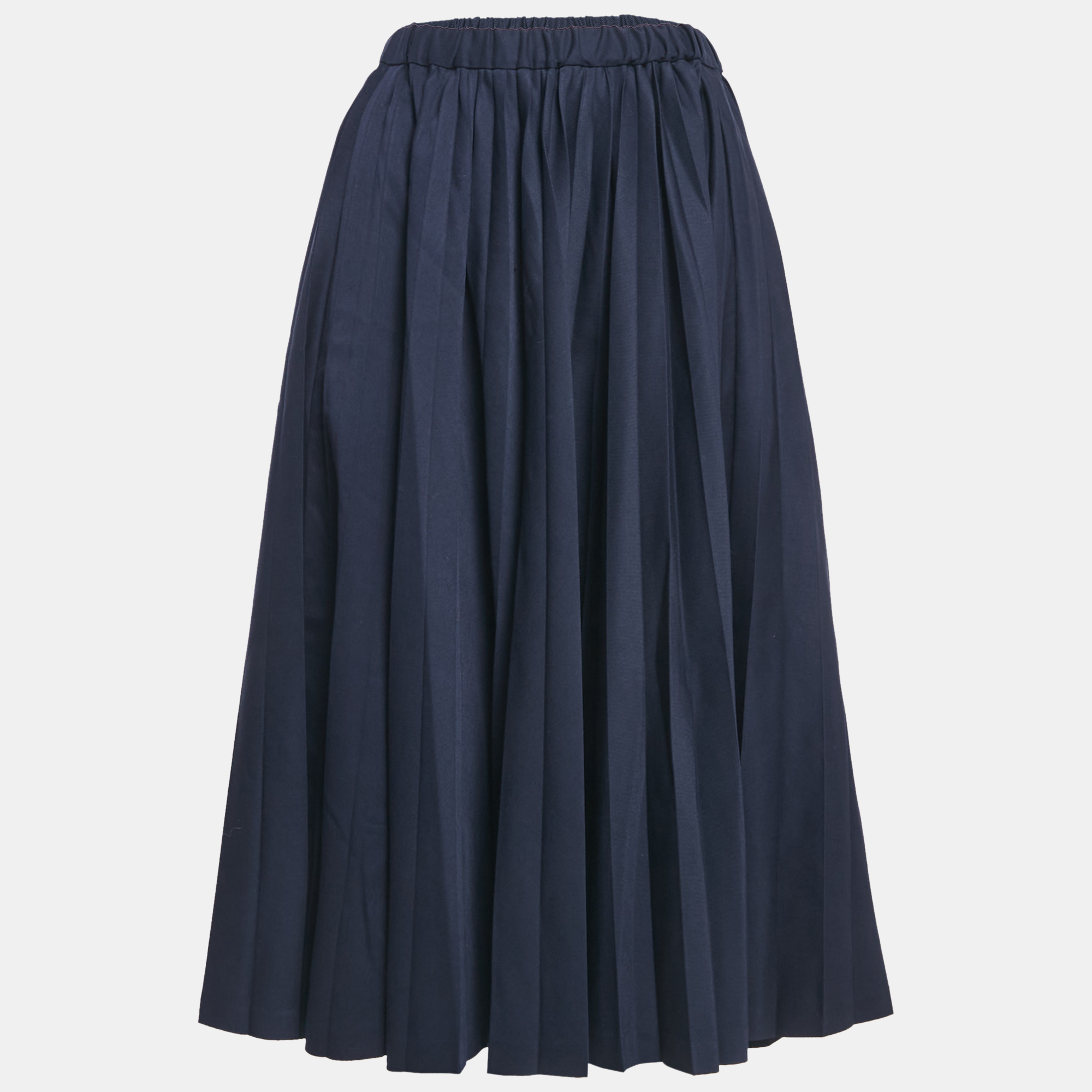 

Comme des Garcons Navy Blue Wool Pleated Midi Skirt M