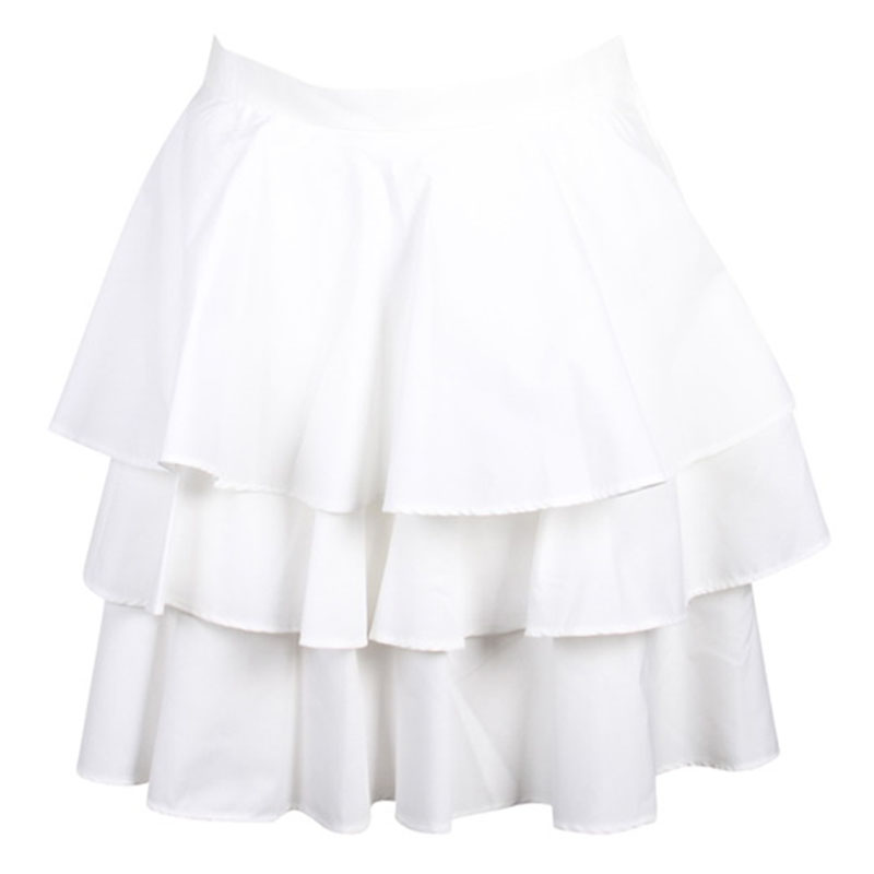 Pre Owned Comme Des Garcons White Tiered Mini Skirt S