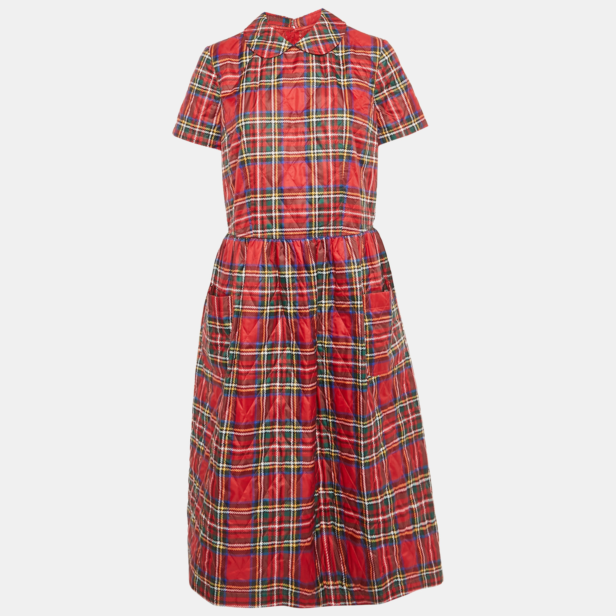 

Comme des Garçons Red Tartan Synthetic Quilted Midi Dress M