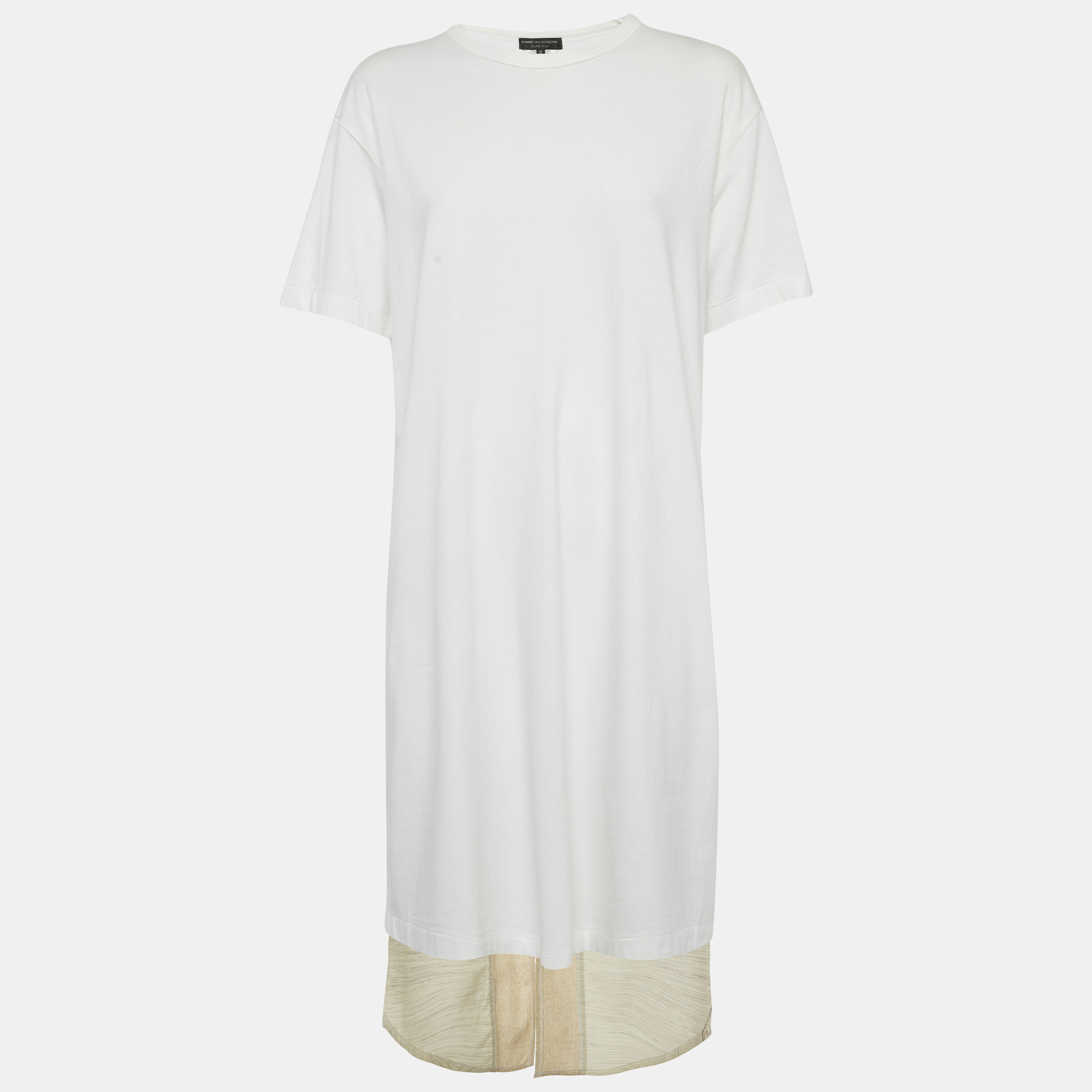 

Comme des Garcons White Wool and Jersey Asymmetric T-Shirt Dress M