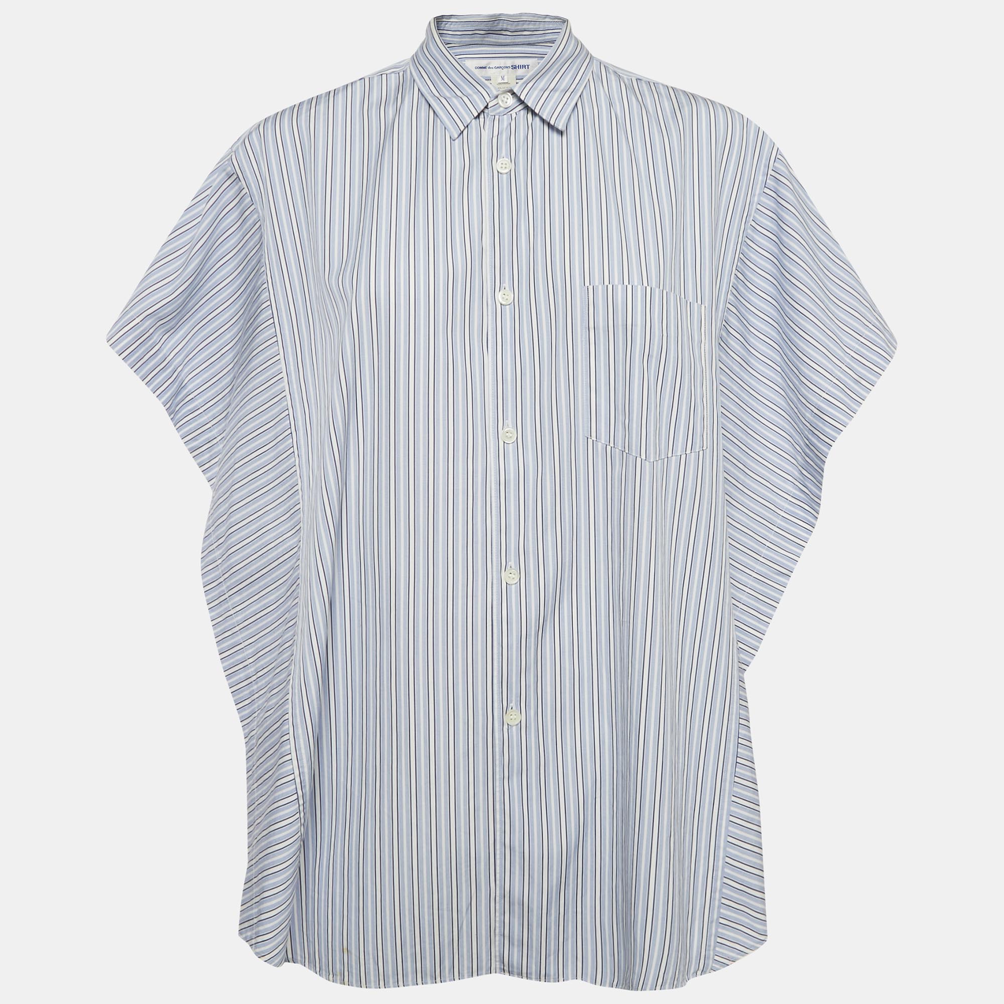 

Comme des Garcons Blue Striped Cotton Side Open Shirt M