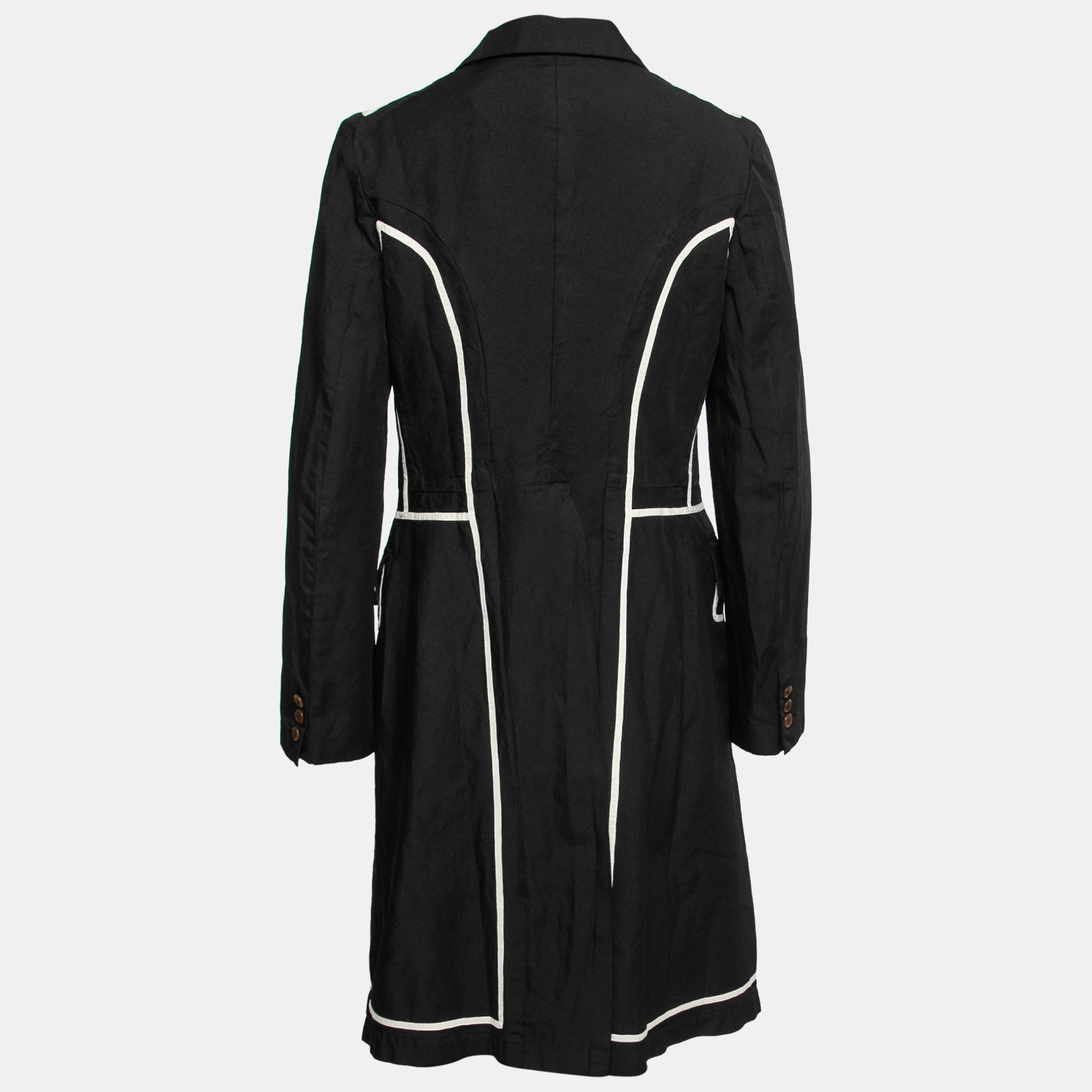 

Comme des Garcons Black Synthetic Contrast Trimmed Coat