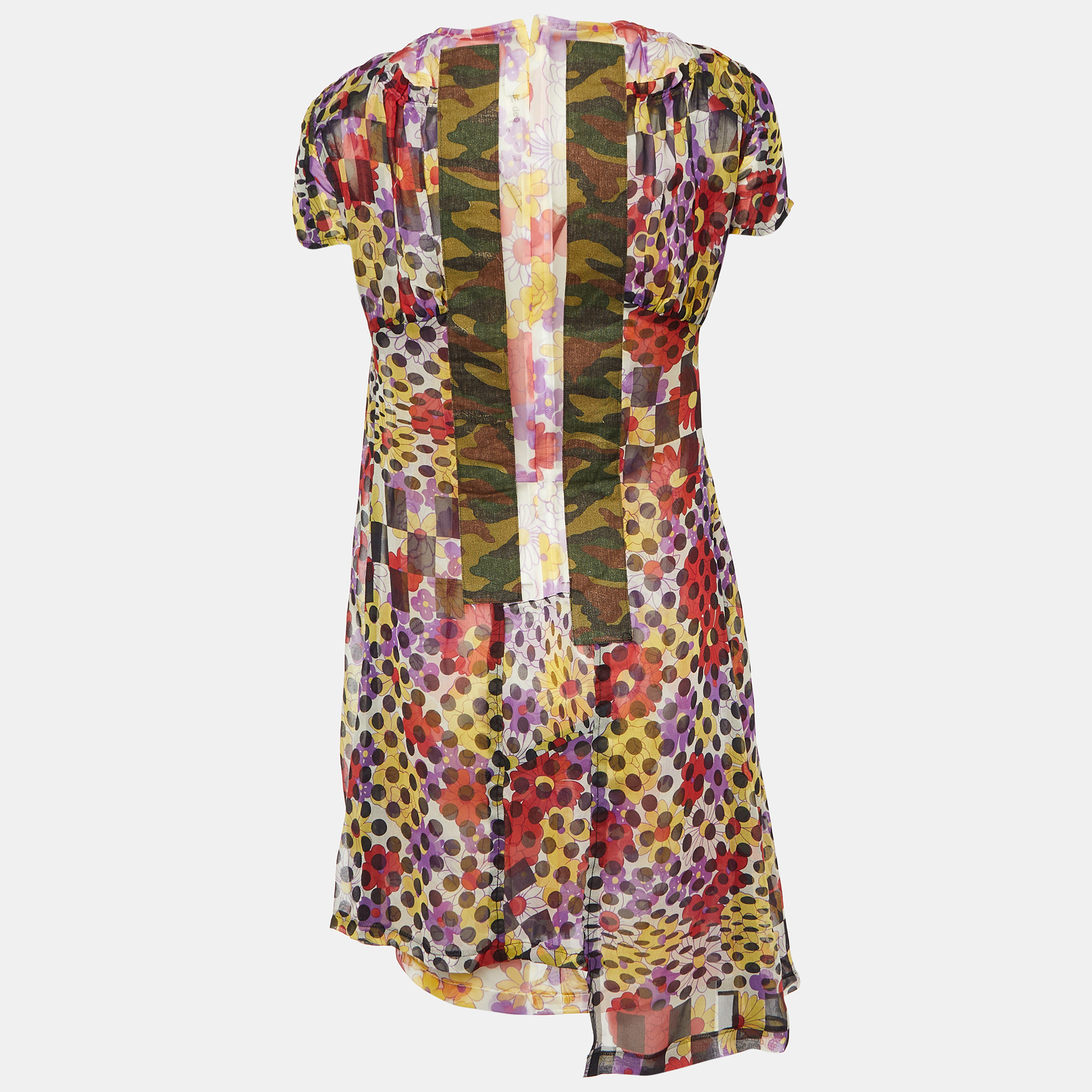 

Comme Des Garçons Multicolor Printed Tulle & Silk Midi Dress