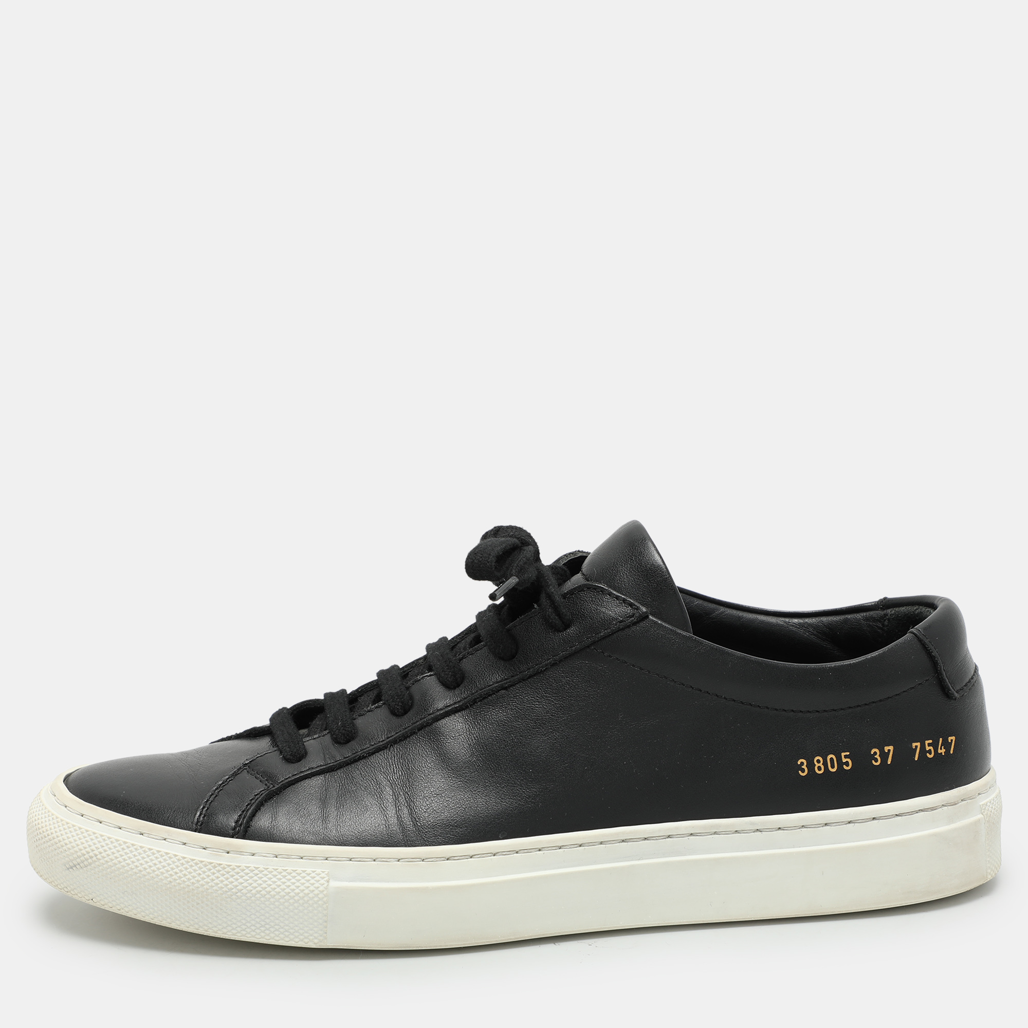 Pre-owned Common Projects Black Leather Low Top Sneakers Size 37