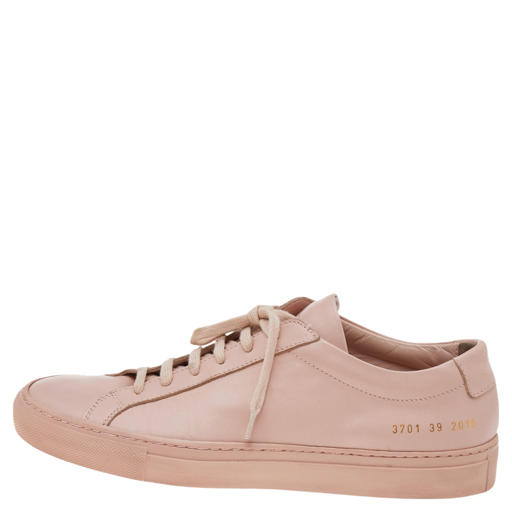 

Common Projects Pink Leather Low Top Sneakers Size
