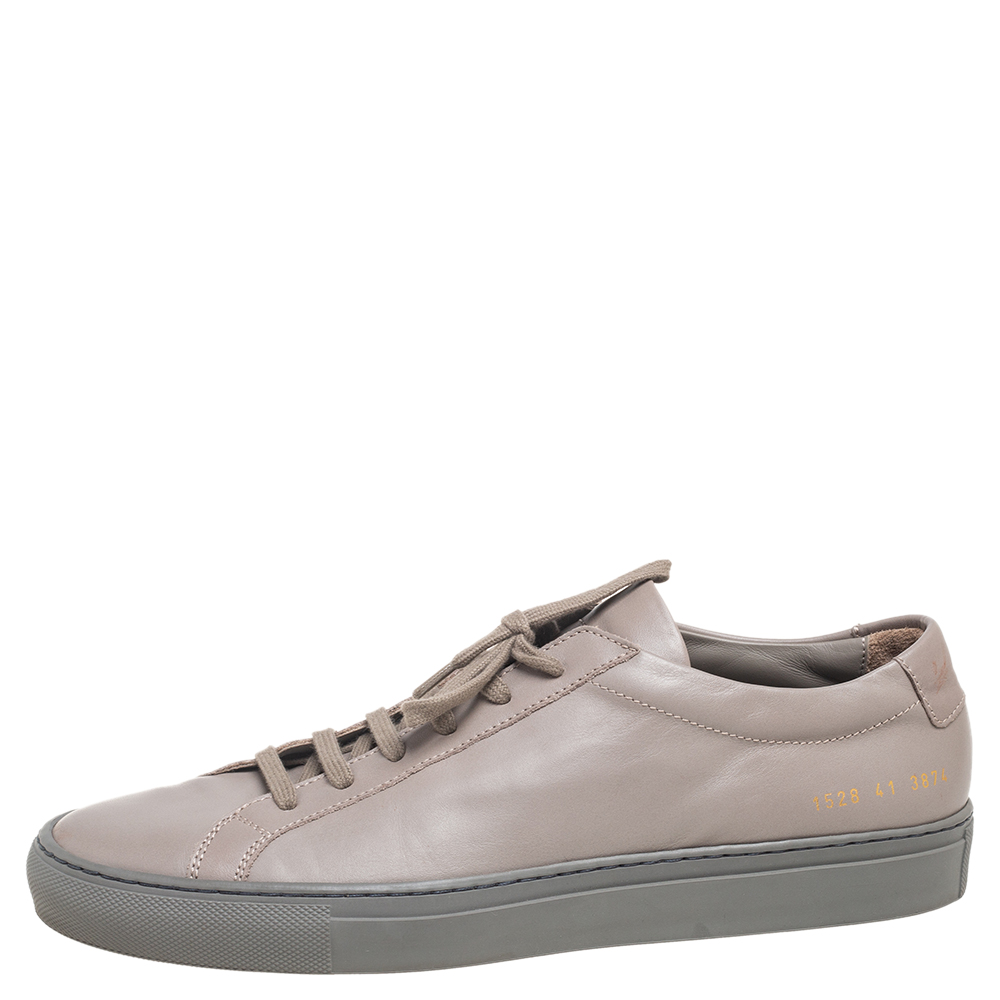 

Common Projects Grey Leather Low Top Sneakers Size
