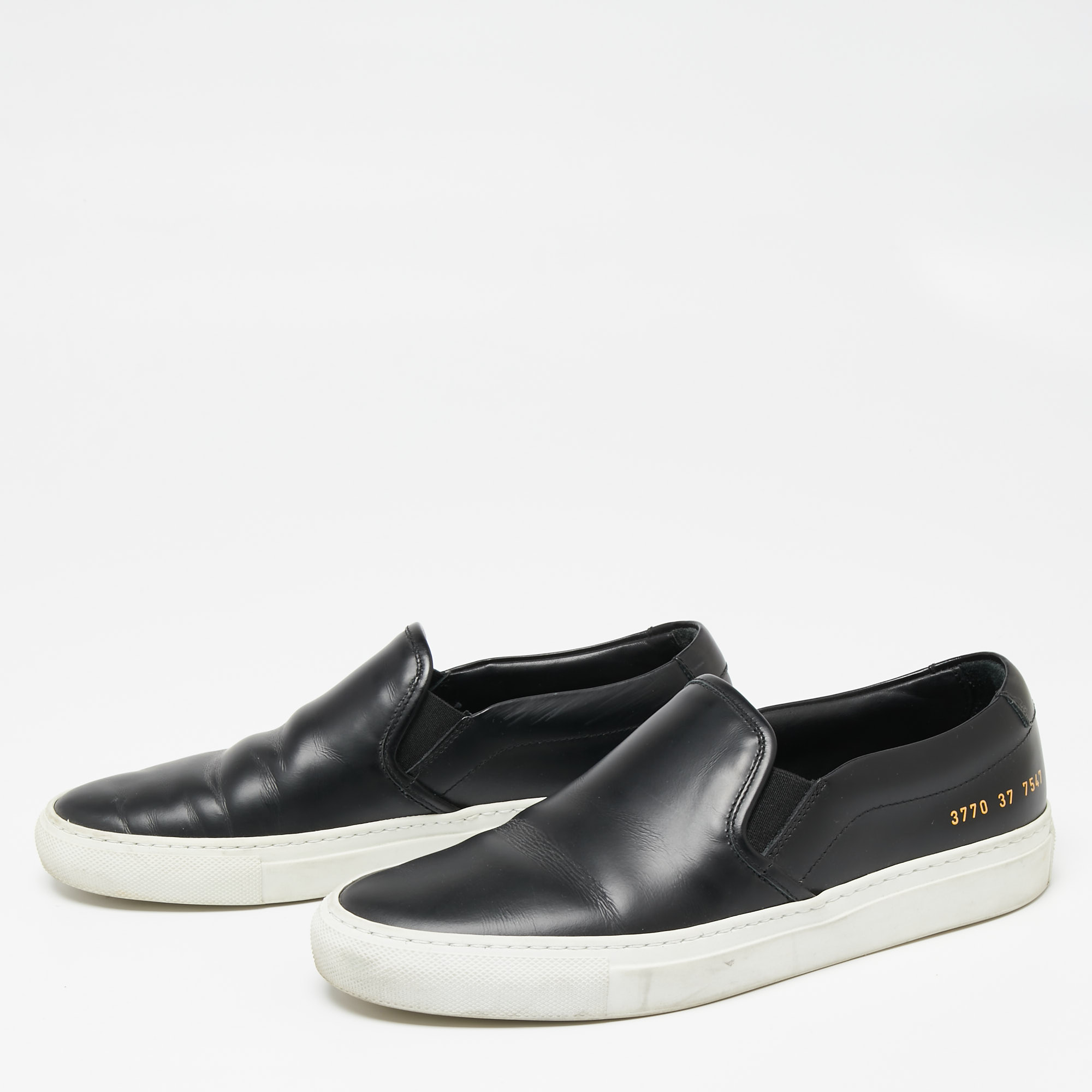 

Common Projects Black Leather Slip On Sneakers Size