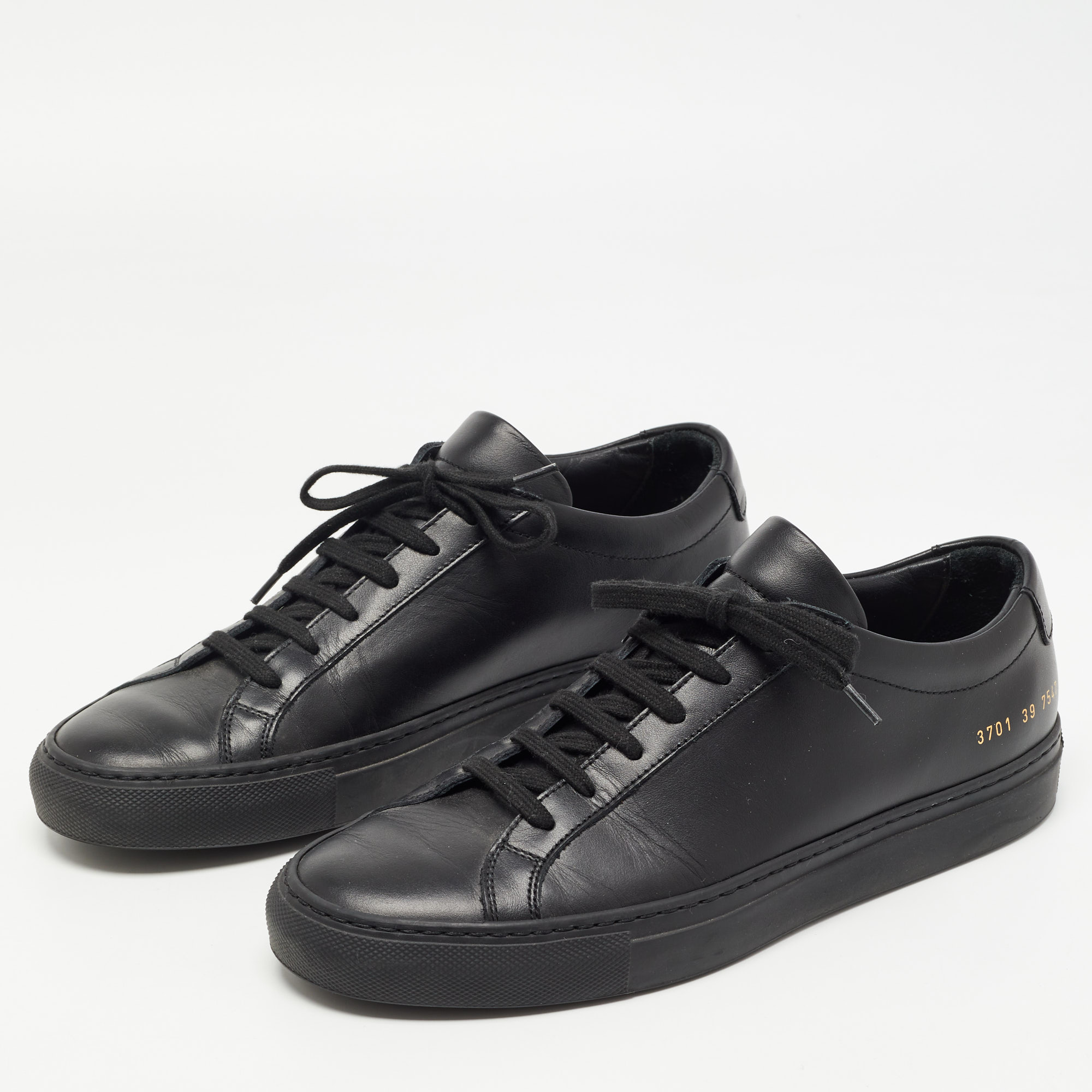 

Common Projects Black Leather Achilles Sneakers Size