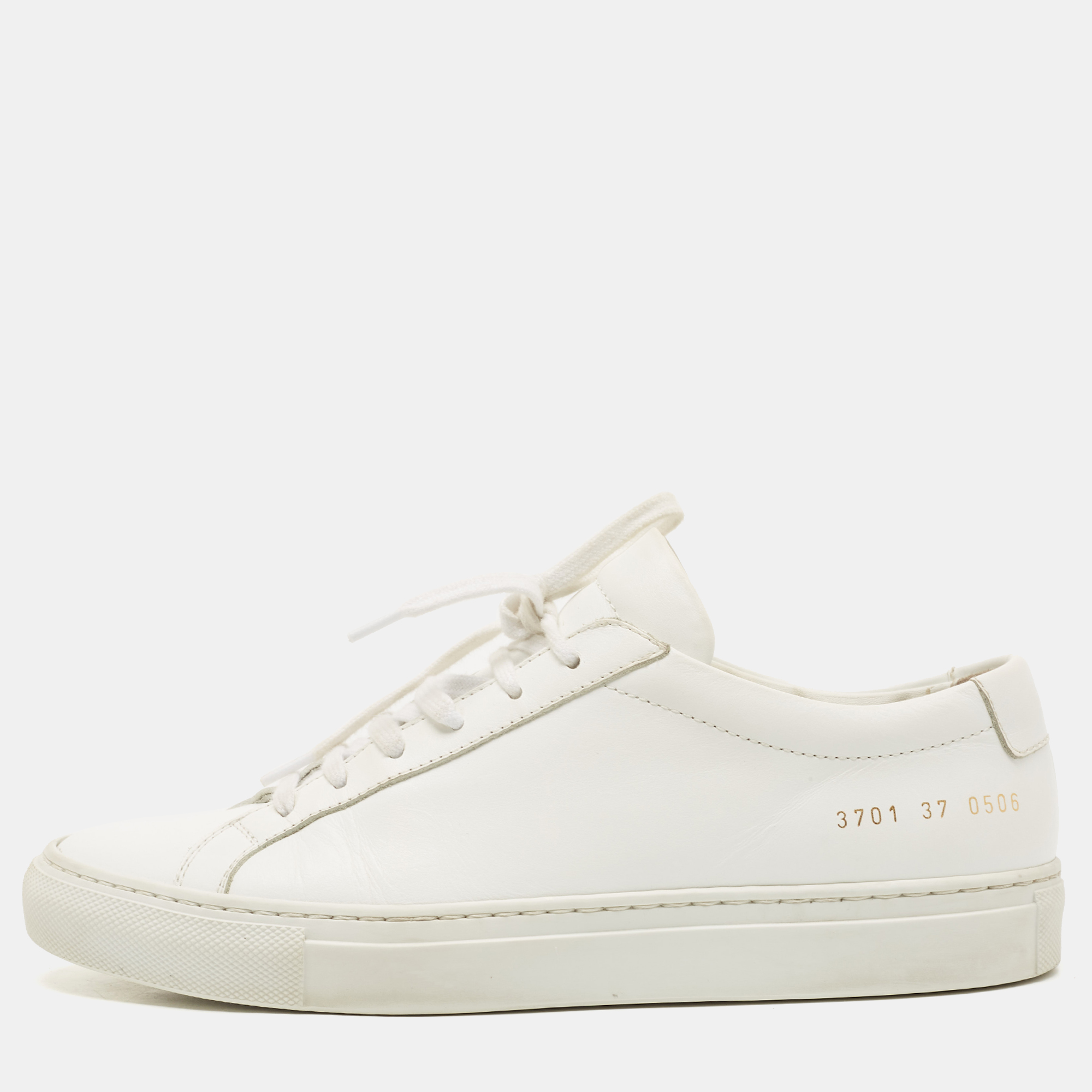 Pre-owned Common Projects White Leather Achilles Sneakers Size 37